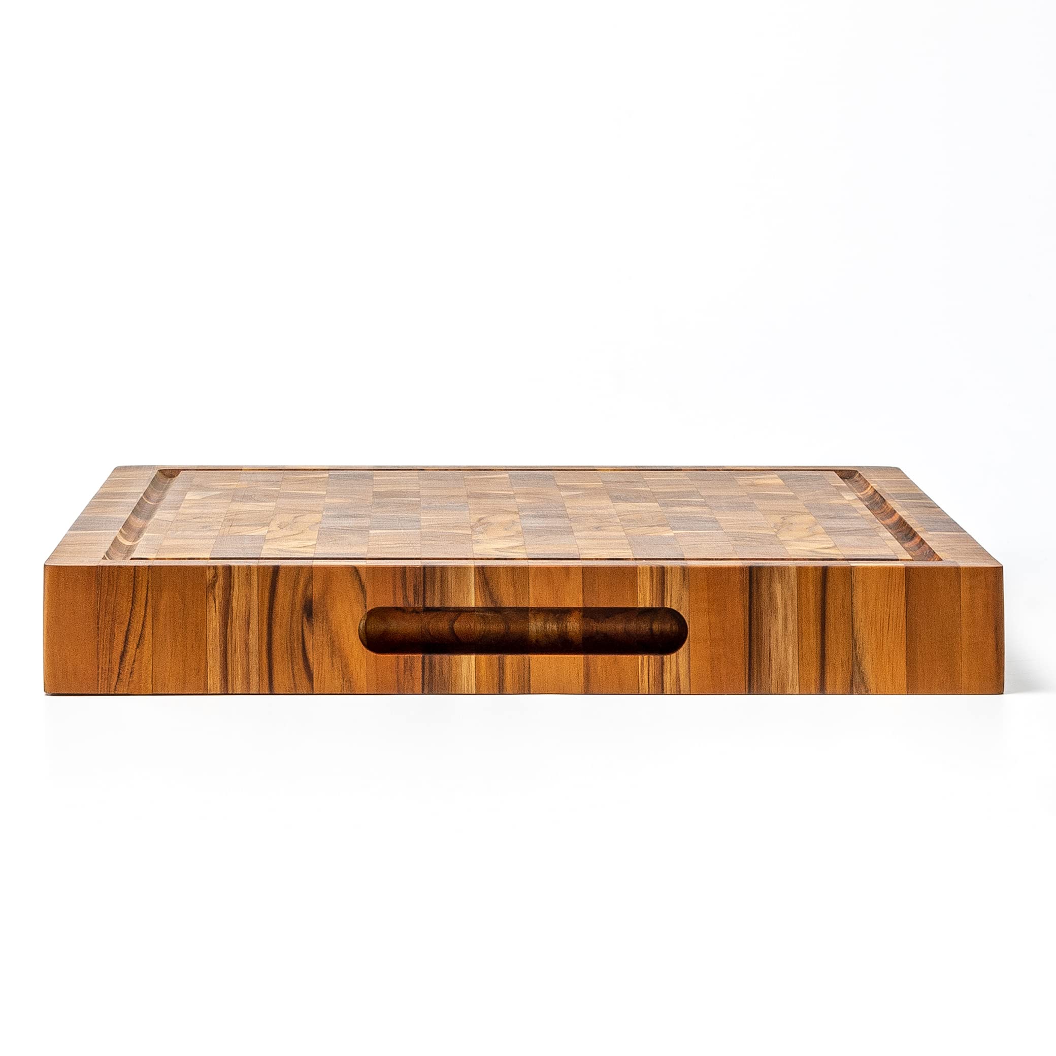 Ziruma Large End Grain Teak Wood Cutting Board (20x15x2 in.) Cured with