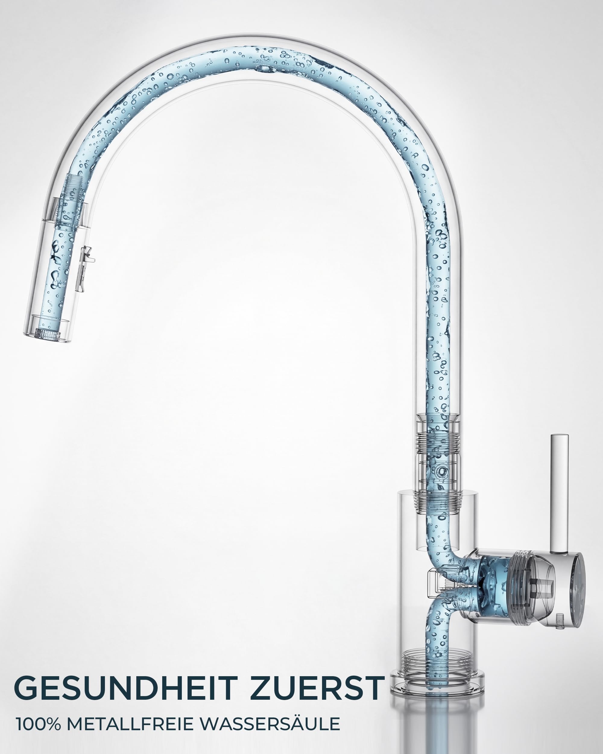 FORIOUS Wasserhahn Küche, Mischbatterie Küche mit Ausziehbar, Hochgebogene Küchenarmatur mit 2 Sprüharten, 360° Schwenkbar, Edelstahl