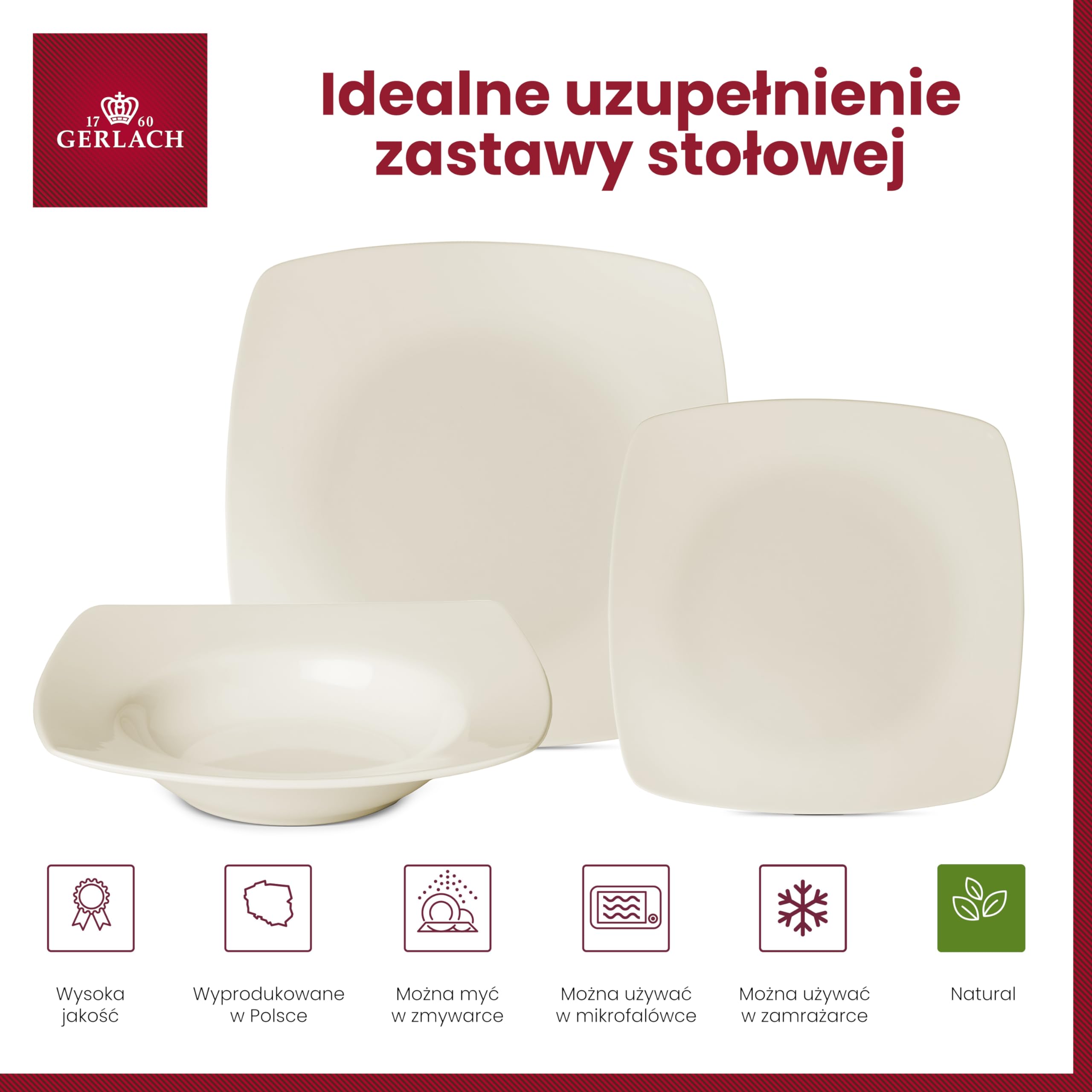 Gerlach Valor Zestaw Talerzy Obiadowych Dla 6 Osób Komplet Porcelanowych Talerzy 18 Elementów Serwis Obiadowy Talerze z Porcelany W Kolorze Kości Słoniowej