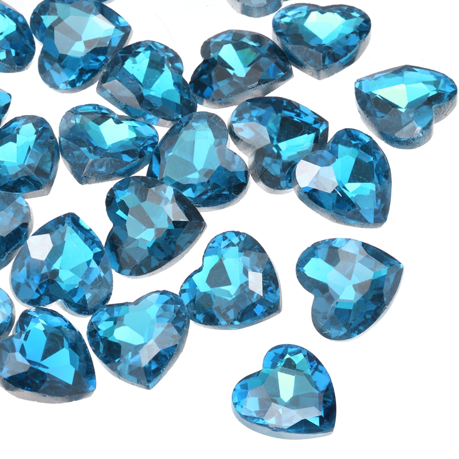Gemas de cristal de corazón de 12 mm de MECCANIXITY para manualidades y disfraces azul lago