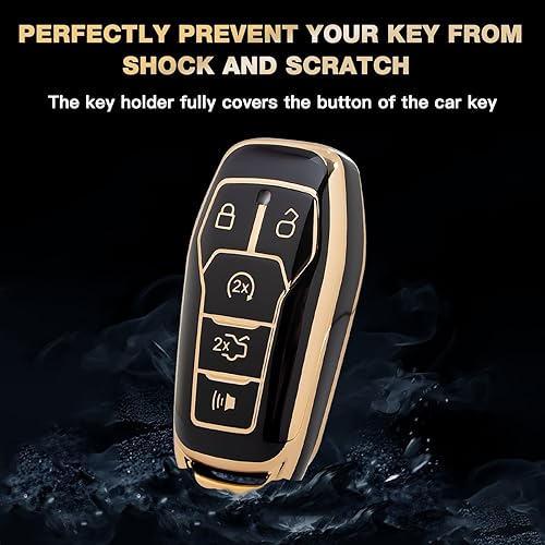 Miniatura 6 de Xotic Tech 2X - Carcasa para llavero de control remoto de TPU negro compatible con Ford Mustang F150 Raptor Serie F Truck Edge Explorer Expedition