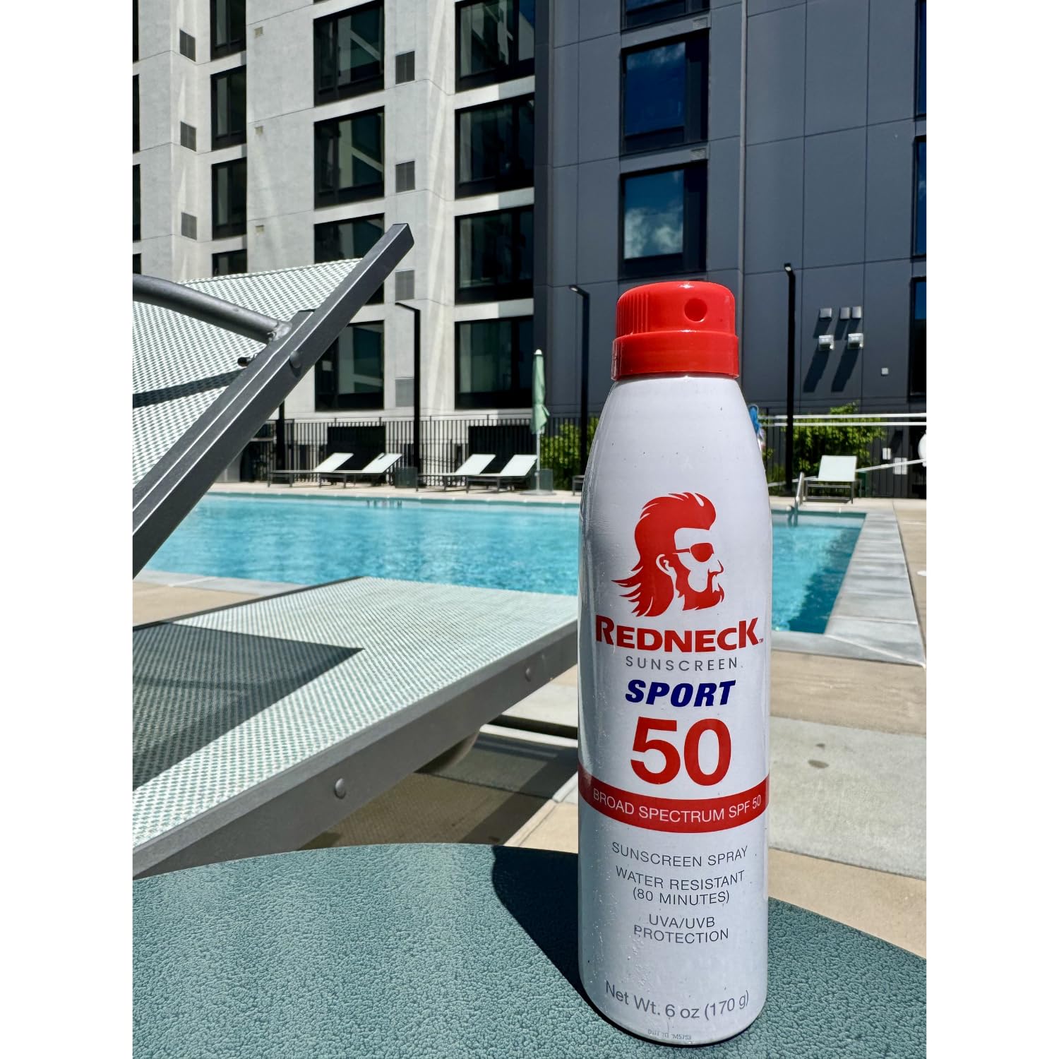 Redneck - Protezione solare, 170 ml, SPF 50, spray sportivo, resistente all'acqua e al sudore, non irritante
