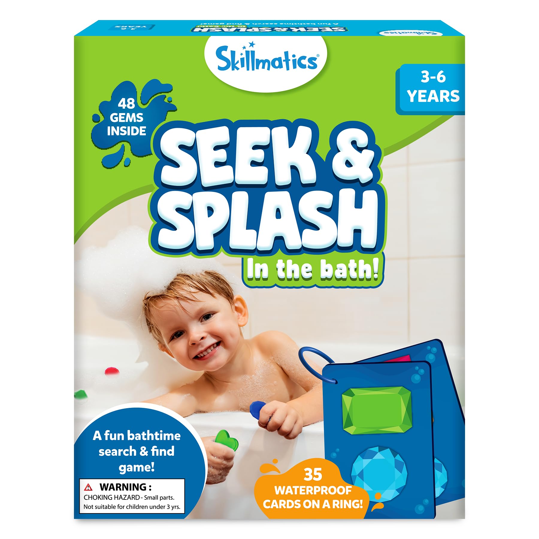 Skillmatics Pool Toys – Seek & Splash, Preschool Search & Find Water Game, Swimming Pool & Bathtime Toy for Kids, Summer Fun & Gifts for Boys & Girls Ages 3, 4, 5, 6, Includes 48 Colorful Gems