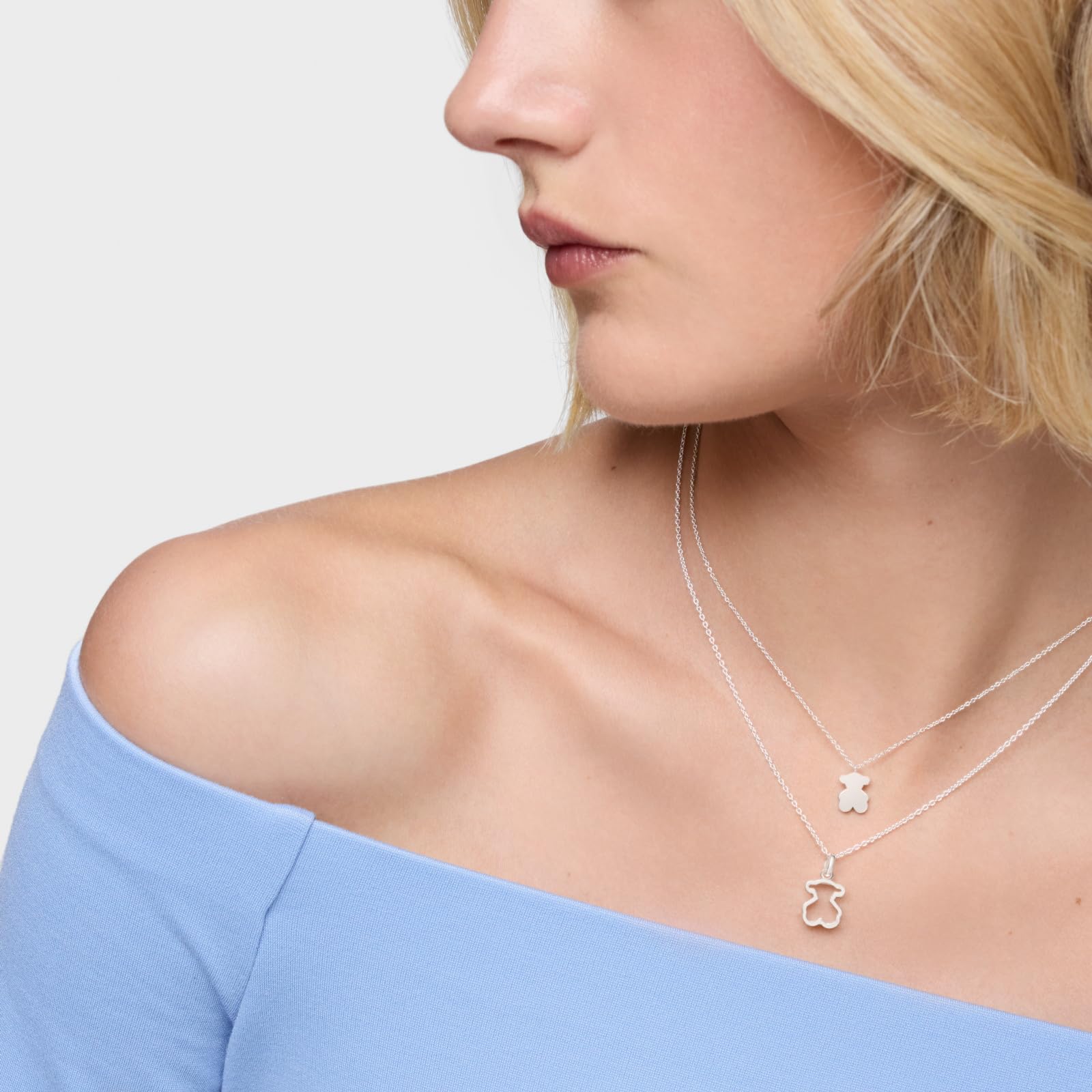 TOUS Collar Corto para Mujer de Plata de Primera Ley y Metacrilato blanco, Colección Galaxy
