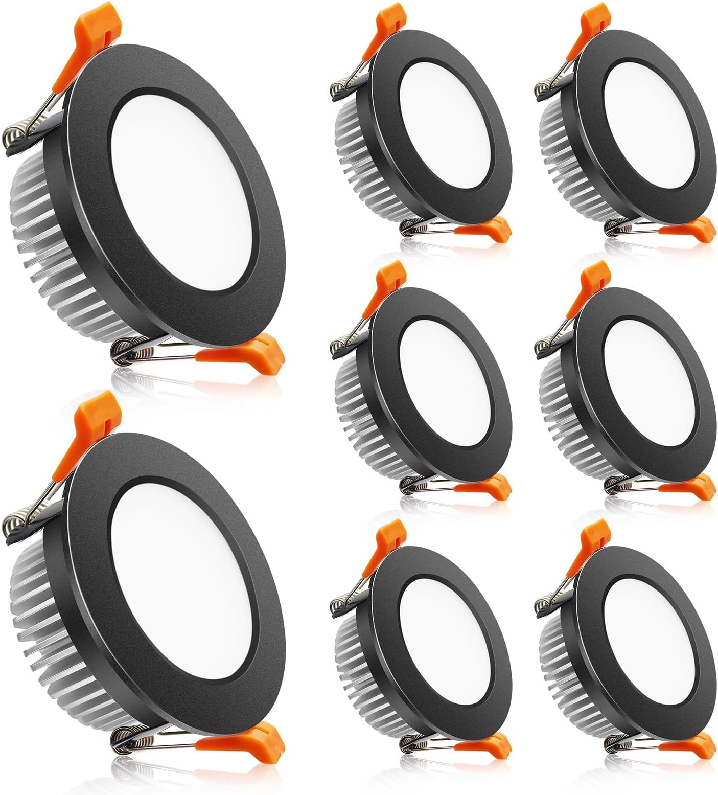 2 Inch LED Downlight, Recessed Lighting Dimmable Ceiling Light, 3W, 2700K Ultra Warm White, CRI80 with LED Driver(35W Halogen Equivalent), Black 8 Pack