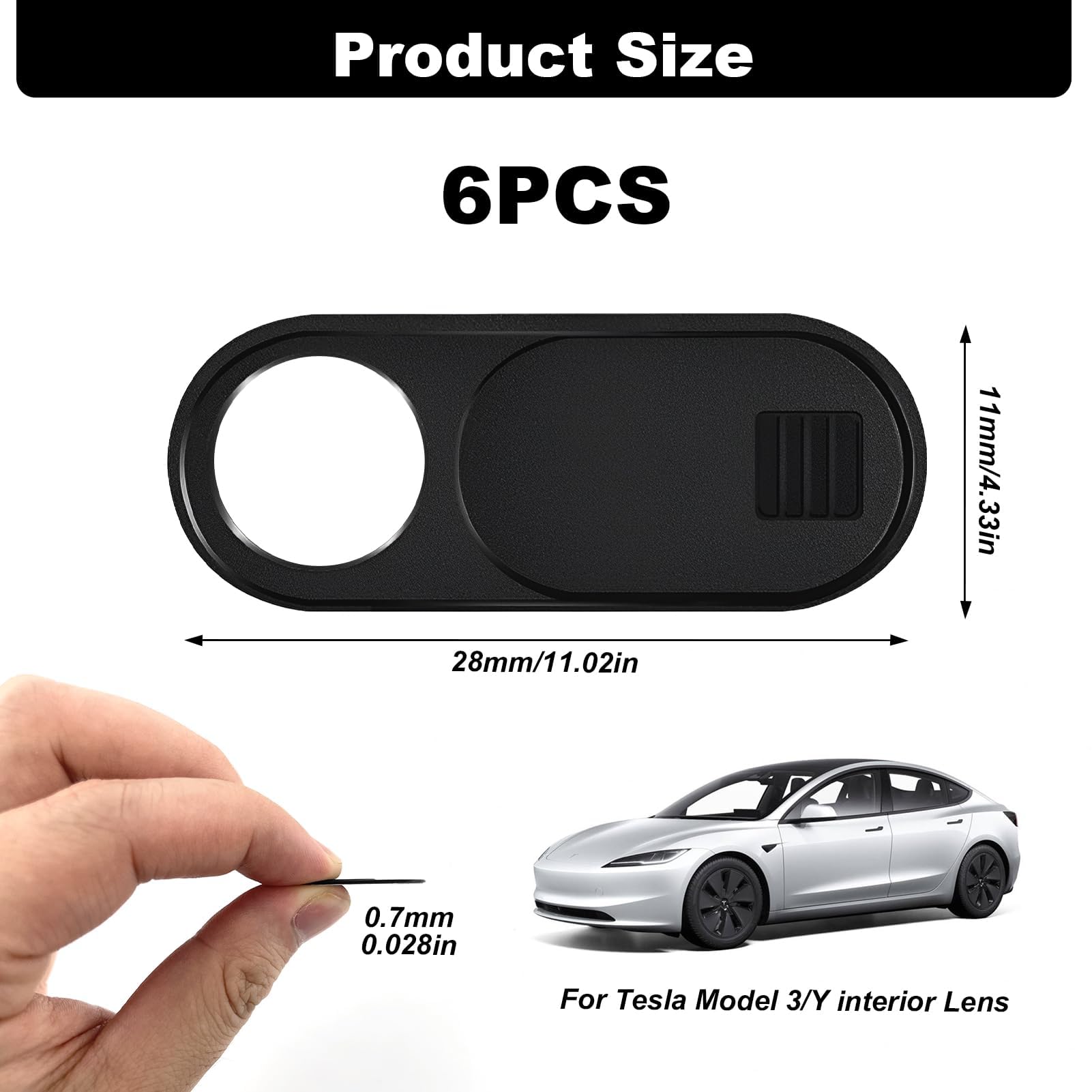 6 Pezzi Copri Webcam, Webcam Cover PC Portatile Ultra Sottile Copertura Camera Slider Nero per Laptop PC Computer Portatile Phone Tablet Smartphones Noteboook Tesla Model 3 Y MacBook