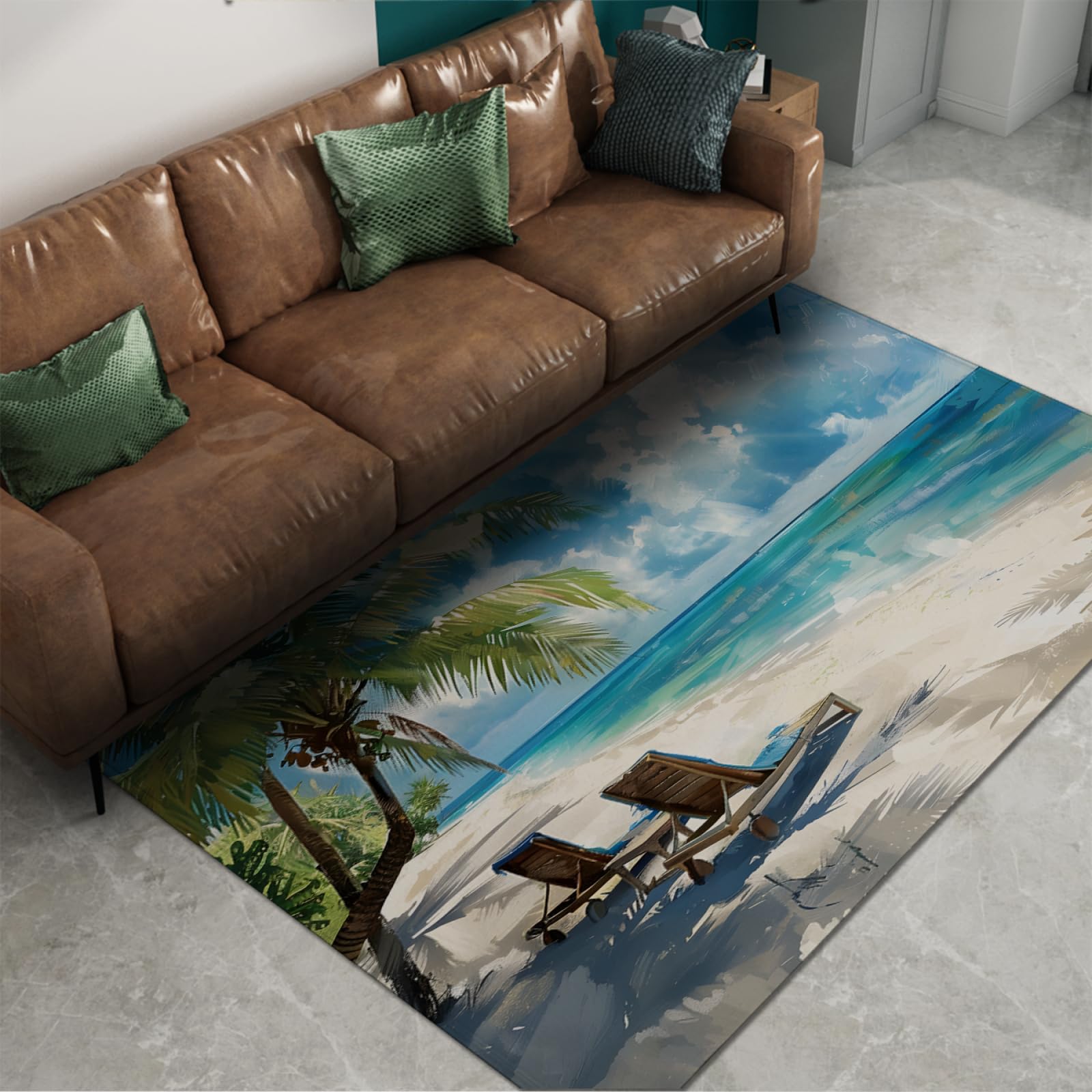 Tappeti moderni per il soggiorno Pop Art Coconut Tree Beach Tappeti per il tempo libero per la camera da letto Tappetini da cucina per il lavaggio in lavatrice estetico 150x240cm