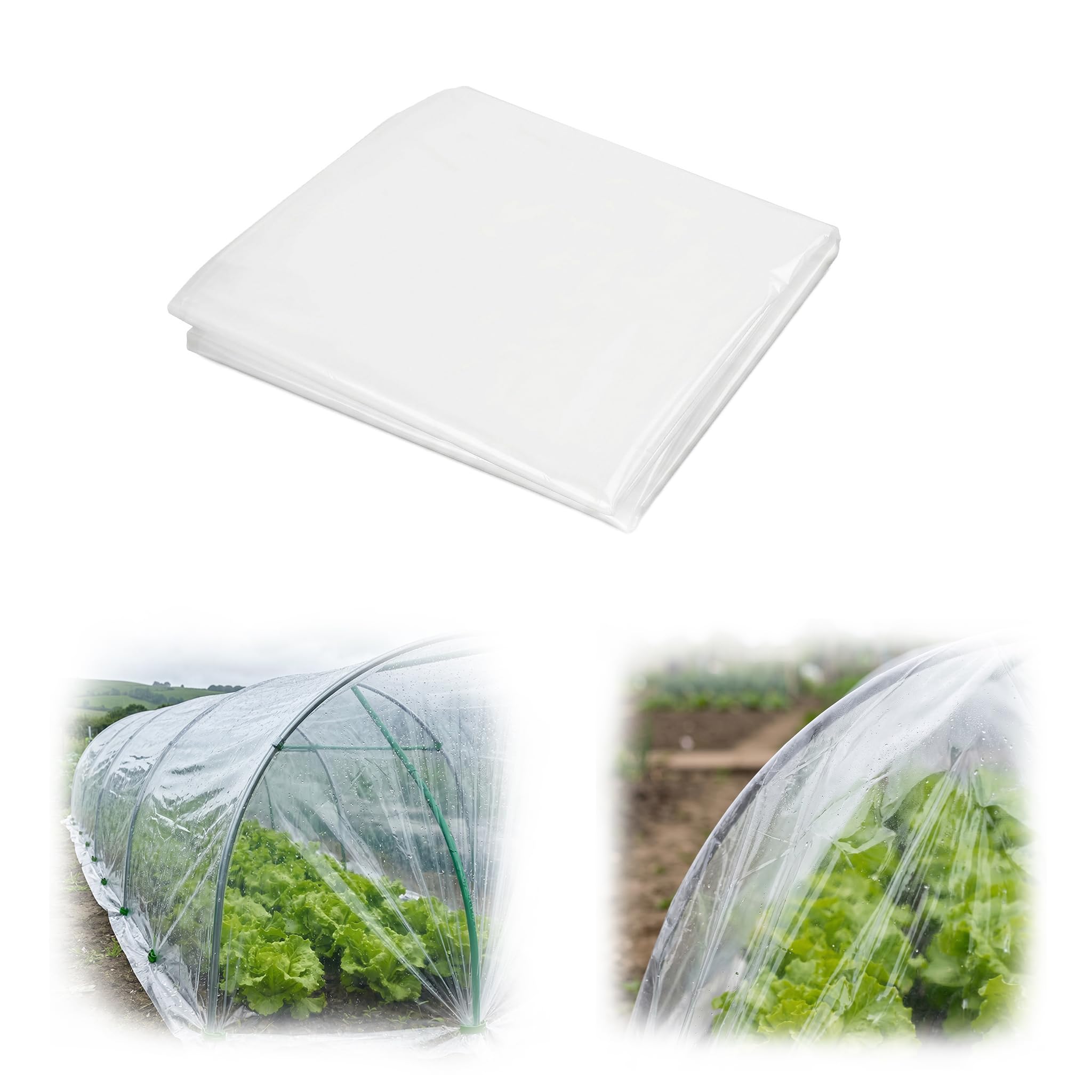 2m x 10m Heavy Duty Polythene Sheeting, Thick Clear Plastic Sheeting, Dustproof Waterproof Polythene Cover Sheets for Farming Greenhouse Building Rubble Protection