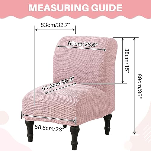 Miniatura 6 de MIFXIN Funda elástica para silla sin brazos, funda protectora de muebles extraíble y lavable para sala de estar, dormitorio, hotel (jacquard rosa)