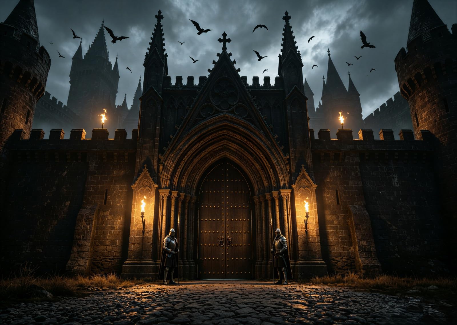 BELECO 3.6x3m Sfondo in tessuto Castello Medievale Infestato Gotico | Castello Spaventoso Oscuro Cavalieri Torce Pipistrelli Sfondo Festa Halloween Telo Di Sfondo
