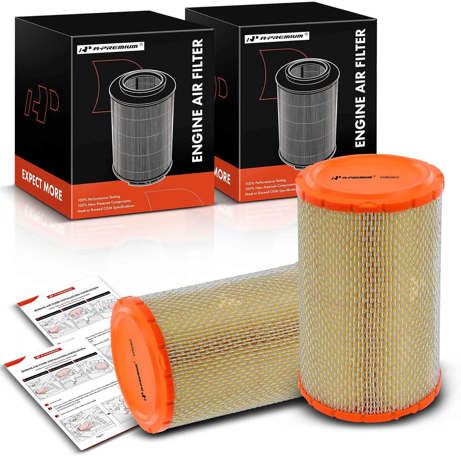 A-Premium 2-PC Engine Air Filter Compatible with Chevrolet & GMC Models, C1500/2500/3500, K1500/2500 (Suburban),Tahoe, Yukon, Sierra, Escalade & More