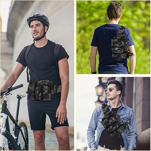 Miniatura 27 de Huntvp Riñonera táctica con soporte de bolsillo para botella de agua impermeable Molle Fanny Hip Belt Bag Camuflaje (Acu Camouflage),Verde