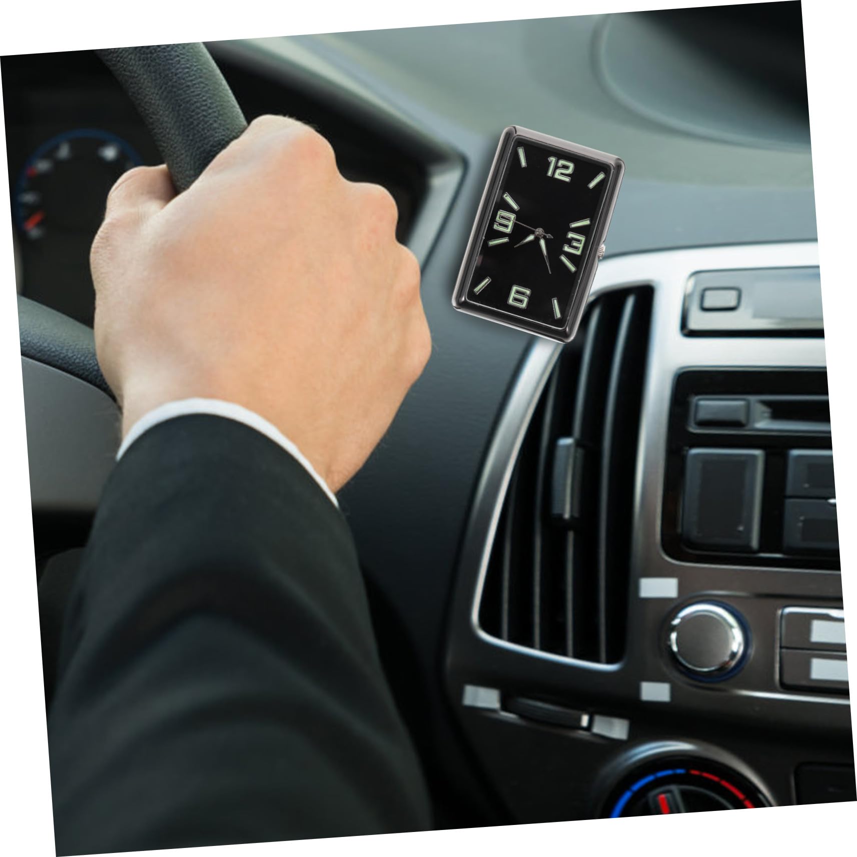 Reloj Analógico de Coche Cuadrado, Adorno para Tablero Negro