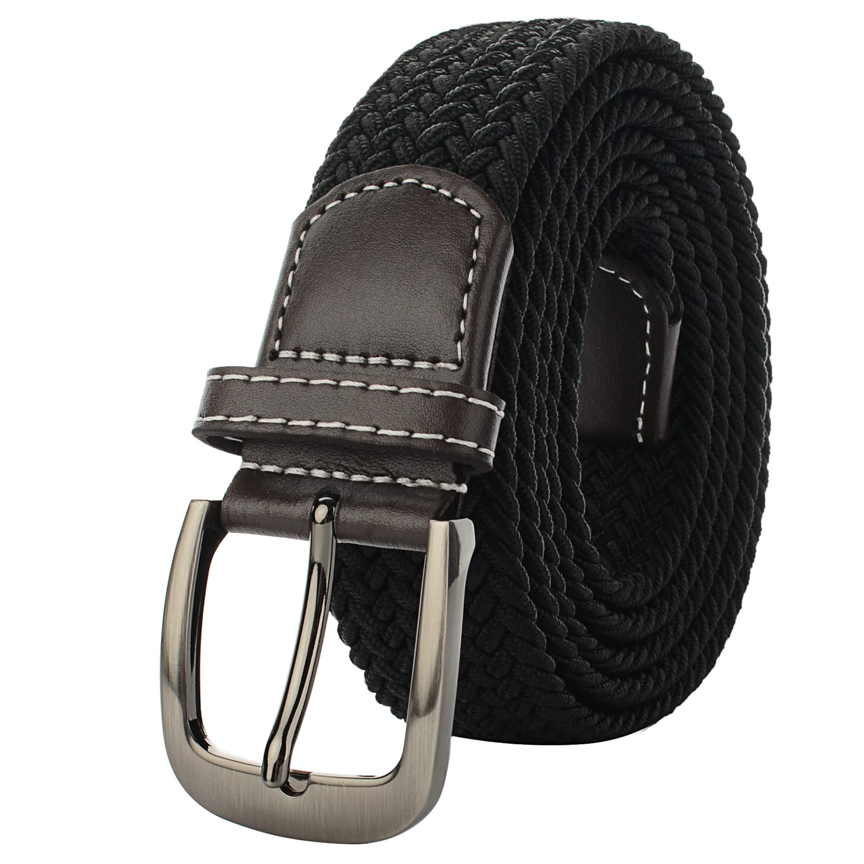 Buy Drizzte Mens Plus Size Belts 39'' to 75'' Casual Black Braided Elastic Stretch Fabric Woven