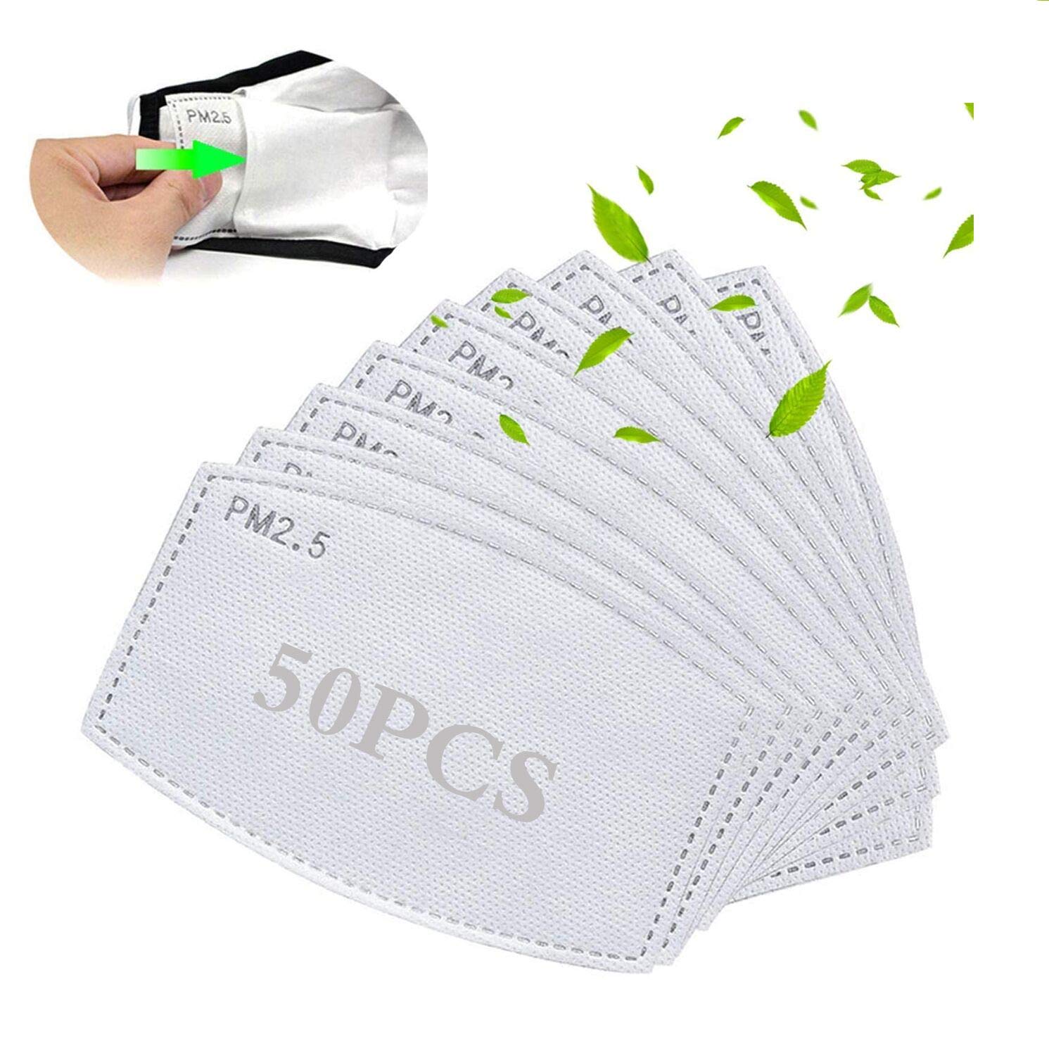 50pcs of PM 2.5 Activated Carbon Filters, Replaceable Anti Haze Filters，Meltblown Non-Woven Cloth (5 Layers)