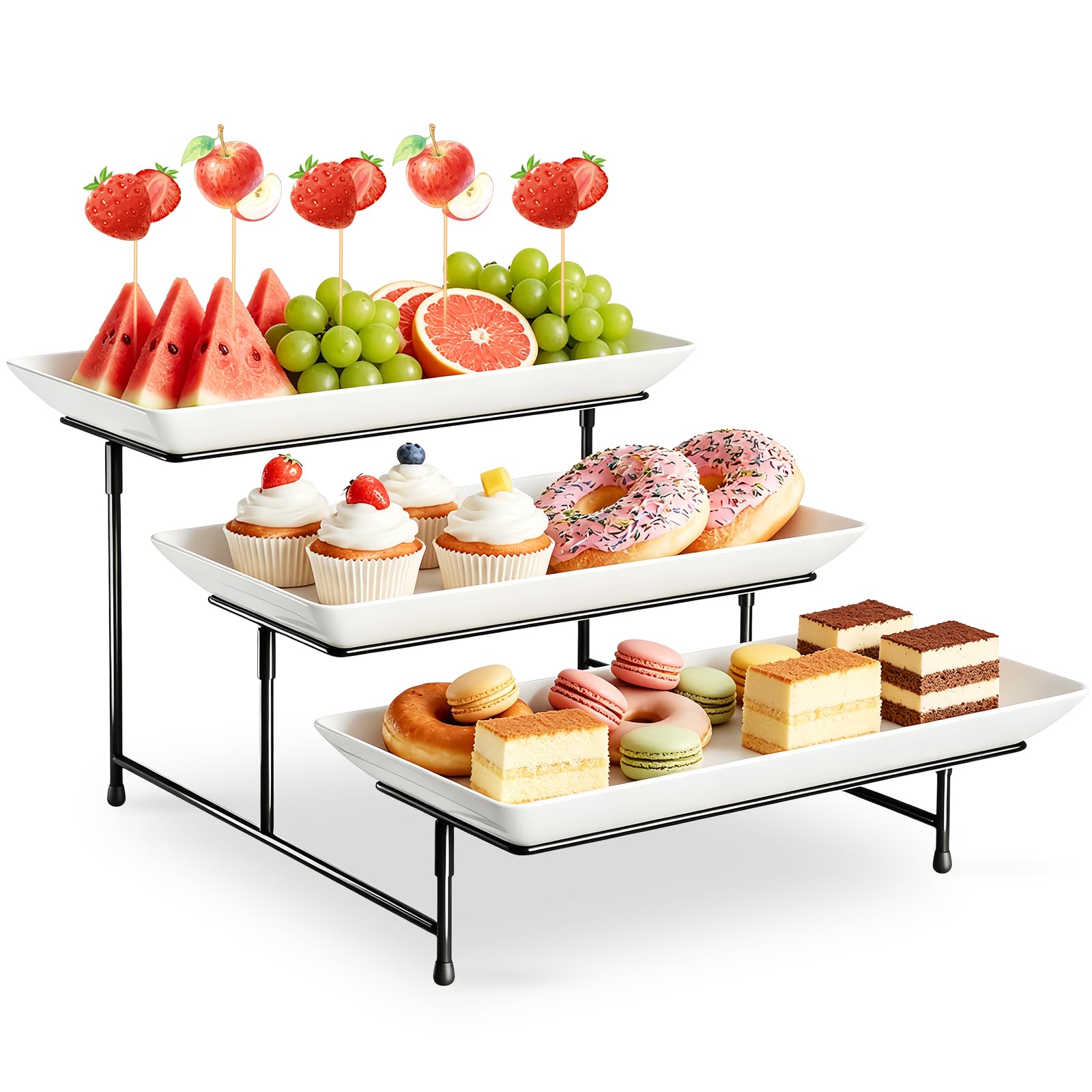 LLHONG 3 Tier Serving Tray for Party Supplies, Wedding Serving Platter