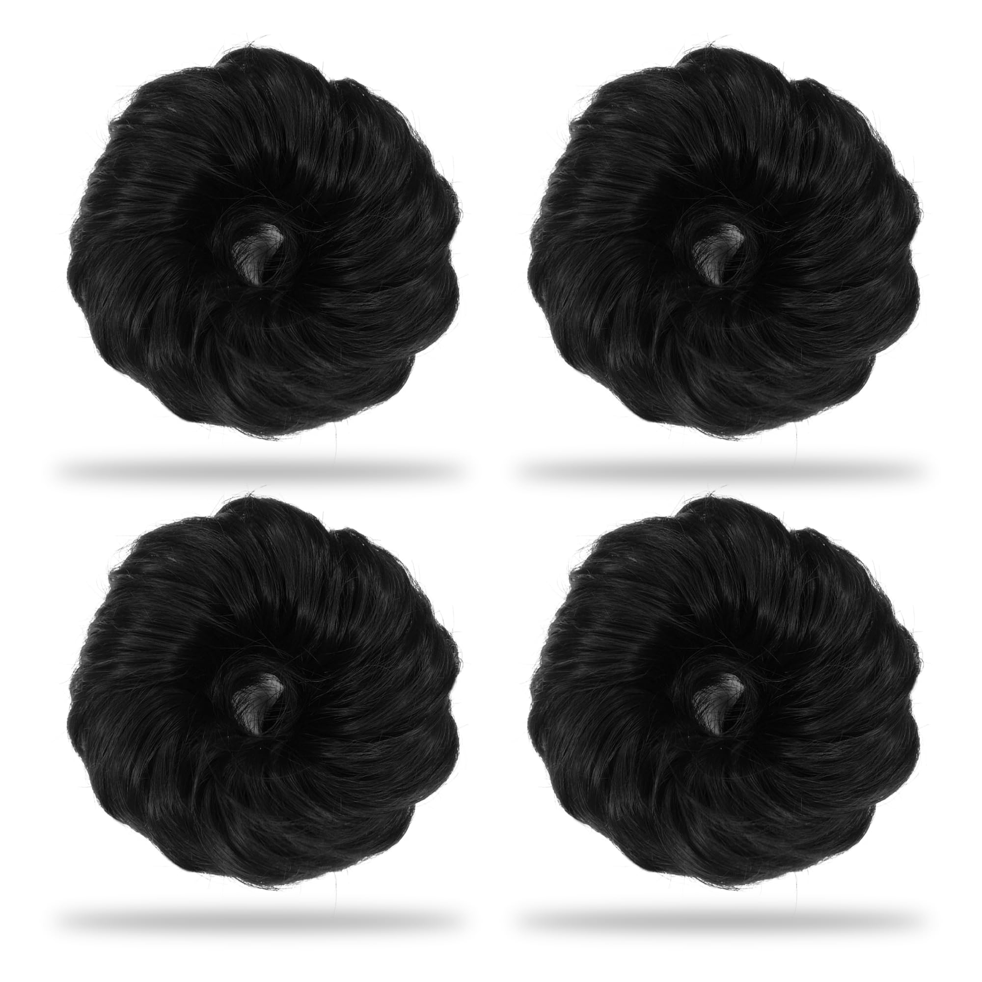 Sanas Hair Extensions For Women Black (4Pcs) Premium Synthetic Hair Bun Accessories For Women Traditional Fake Hair Scrunchies For Woman Juda Accessories For Woman (4Pcs) (Realistic Black Shade)