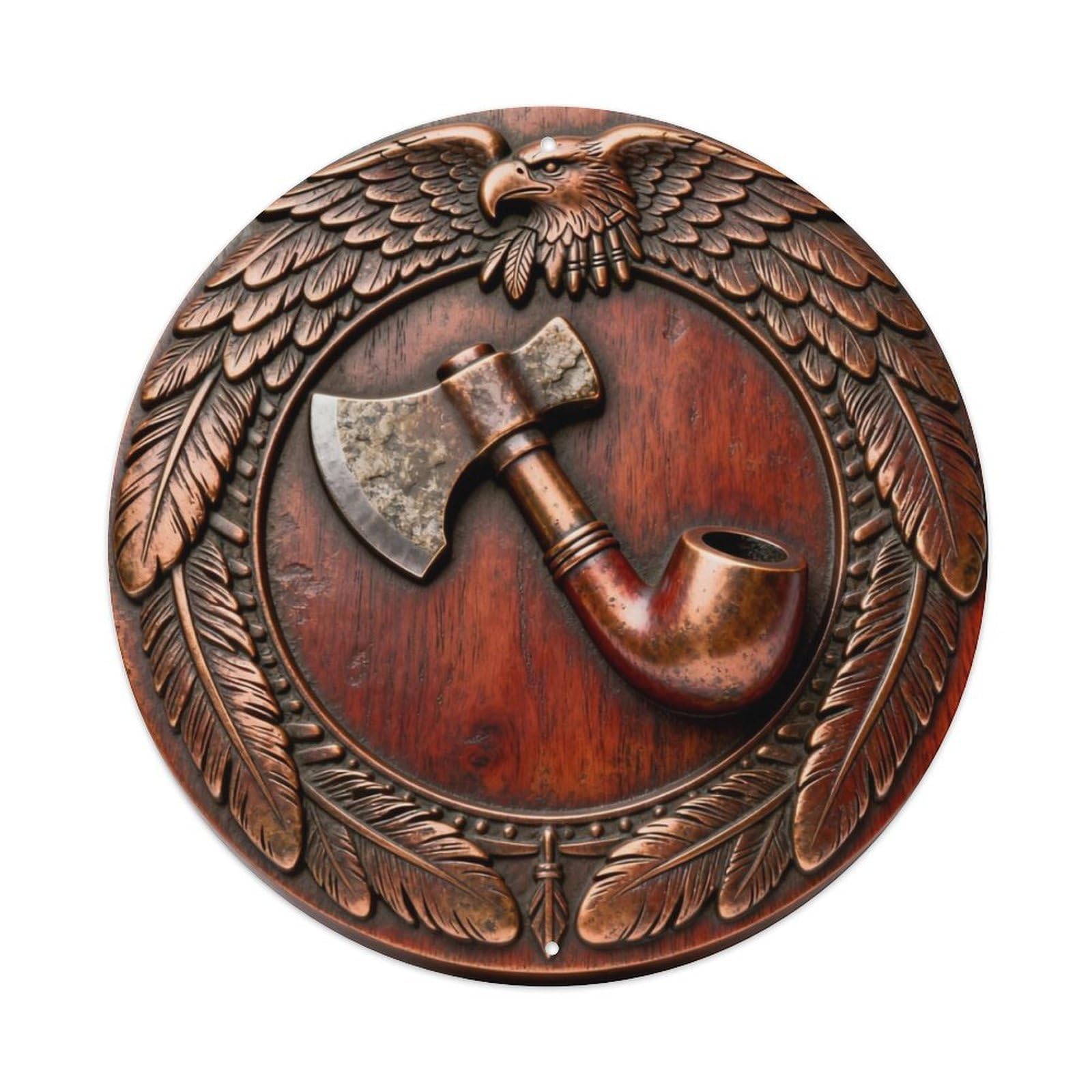 Native Tomaahawk Peace Pipe Metal Tin Sign Plaque