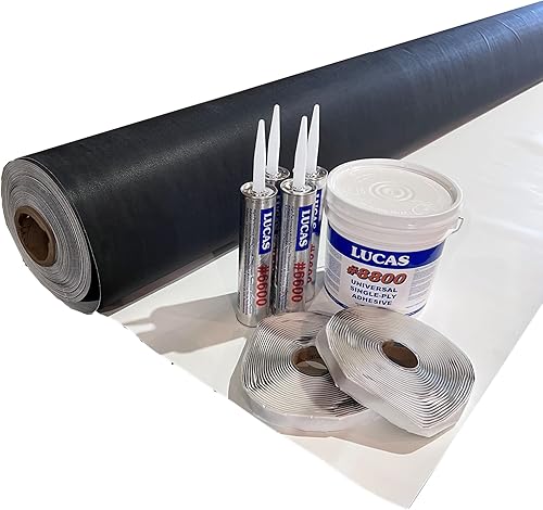 Kit de techo de goma de PVC RV de 45 mil  9 pies 6 pulgadas de ancho x 10 pies a 40 pies de largo RV (Camper) reparación de techo (10 pies), blanco