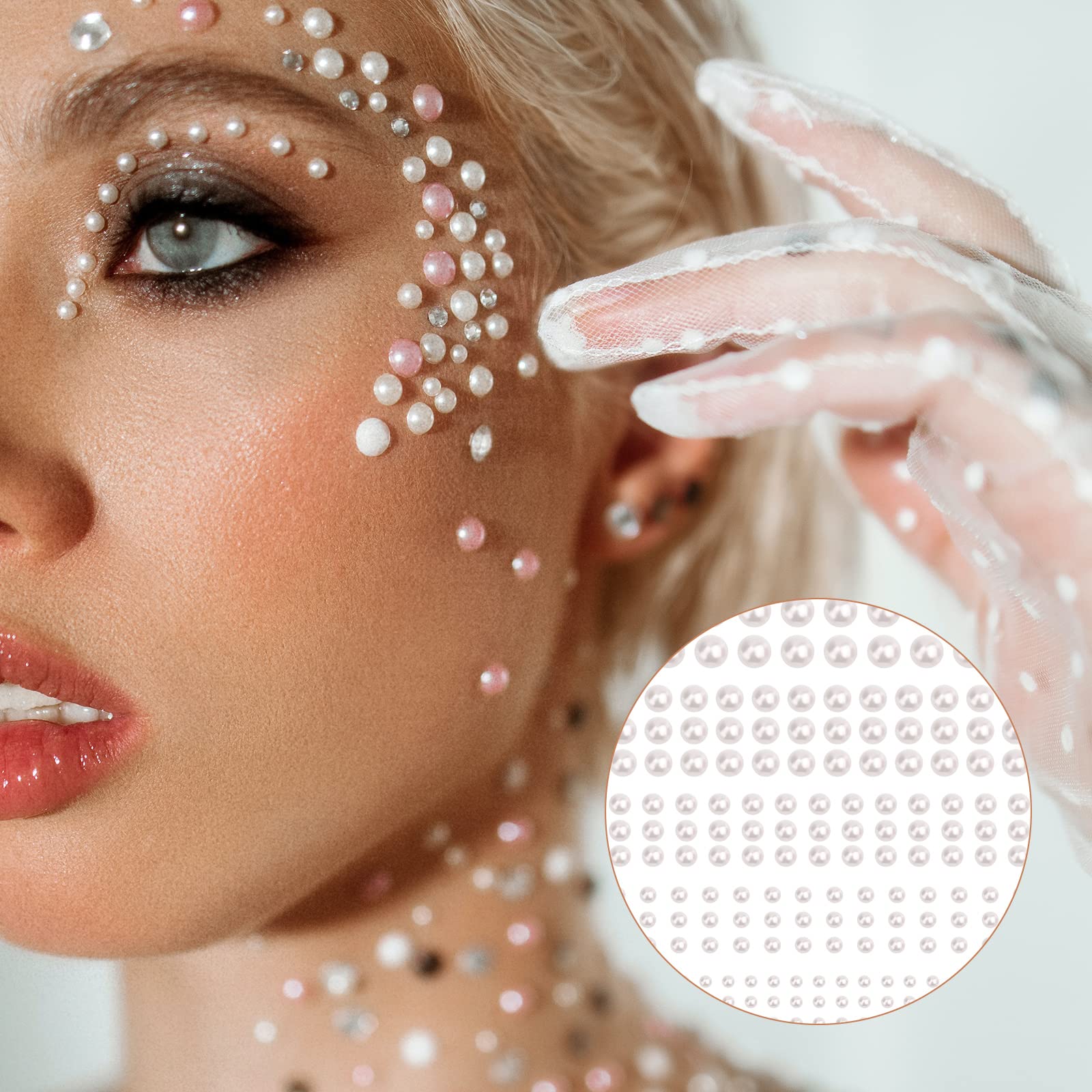 AIEX 2038pcs Pearl Stickers for Craft, Colorful Pearl Stickers Self Adhesive Pearl Stickers Face Pearl Stickers Self Adhesive for Makeup Face Nail Sticker (Multicolor, 3/4/5/6/8mm