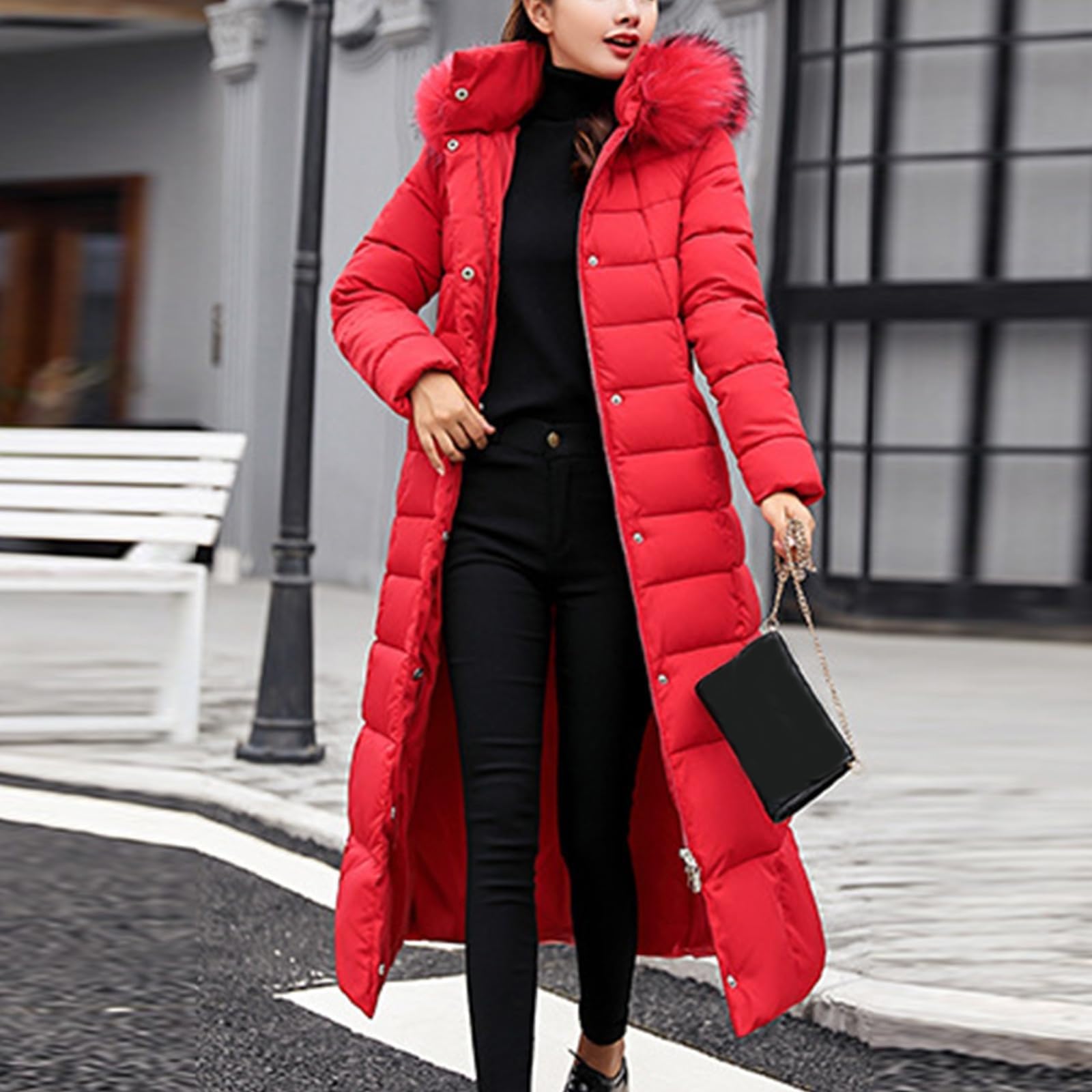 Giacche invernali per le donne Uk Piumini lunghi per le donne con cappuccio imbottito spesso giacca trapuntata da donna plus size invernale caldo parka cappotto impermeabile leggero slim fit piumino