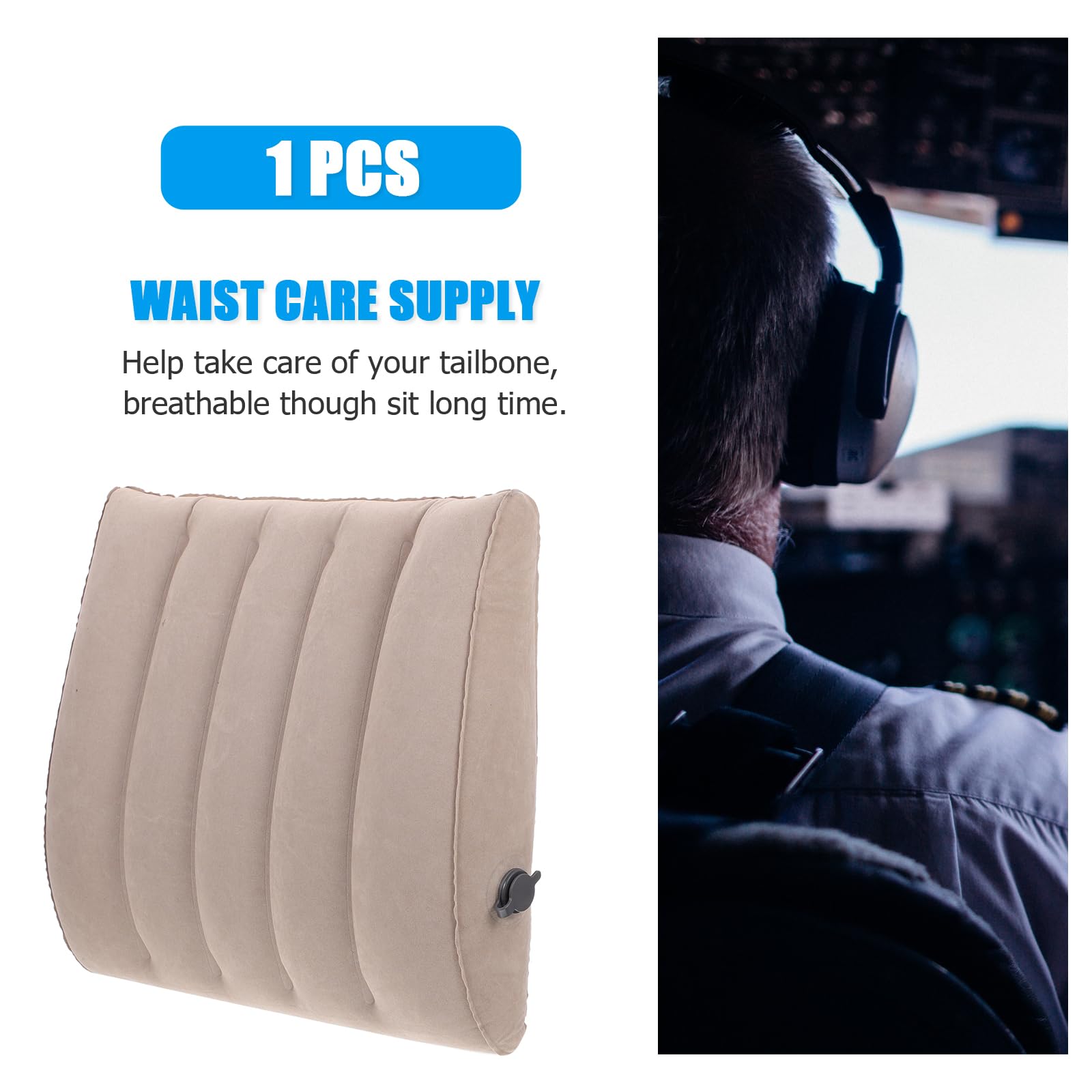 DOITOOL 1pc Inflatable Pillow Traveling Pillow Inflatable Wedge Pillow Outdoor Cushions Air Chair Cushions Memory Foam Lumbar Pillow Back Pillow for Office Chair Inflatable Waist Cushions