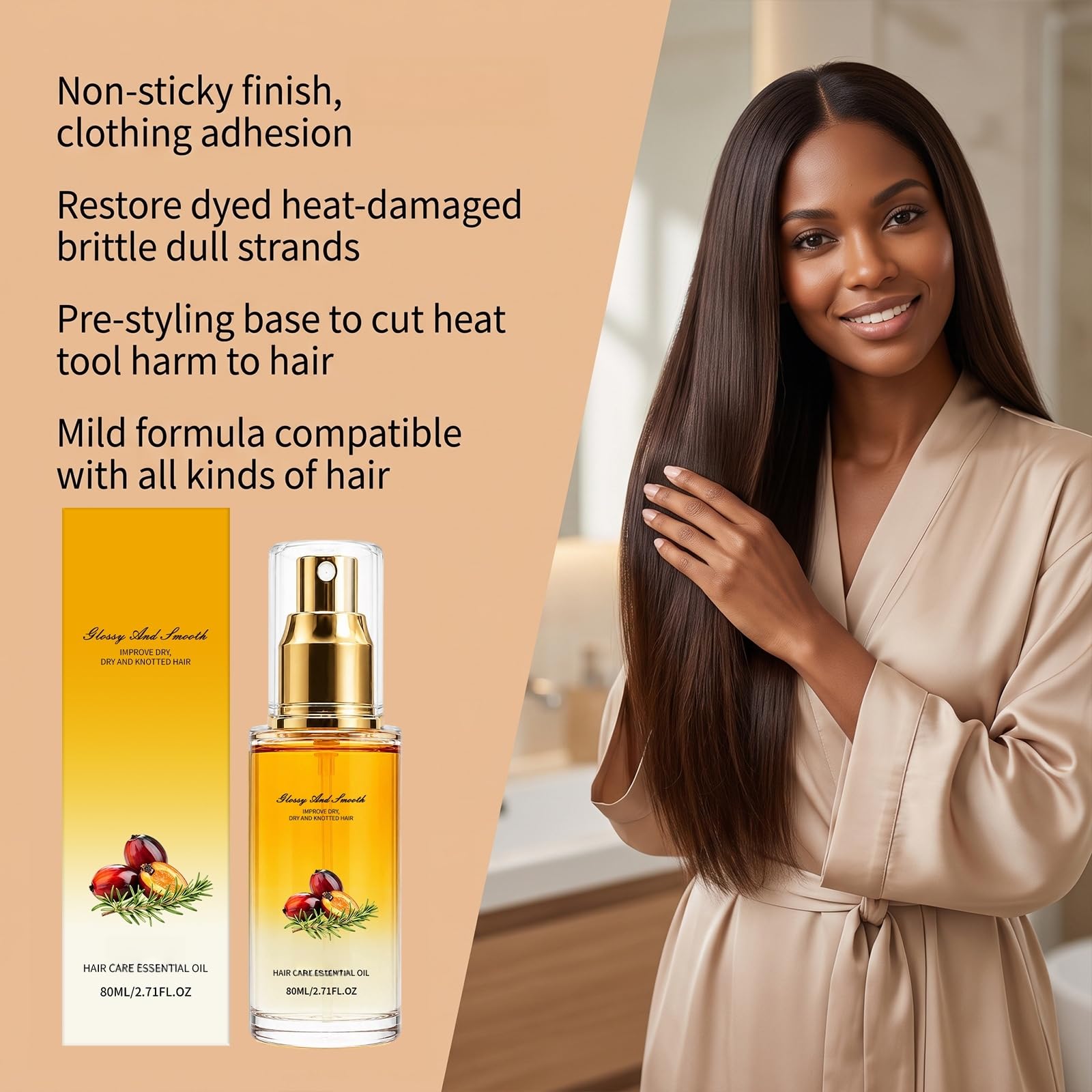 Spray all'olio per capelli anti-crespo per capelli secchi e danneggiati (3 pezzo)