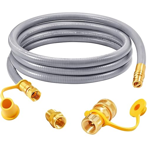 GasSaf 8 FT 1/2" ID Natural Gas Hose with Quick Connect Fitting, Natural Gas Conversion Kit for Gas Grill, Generator, Patio Heater and More - CSA Certified