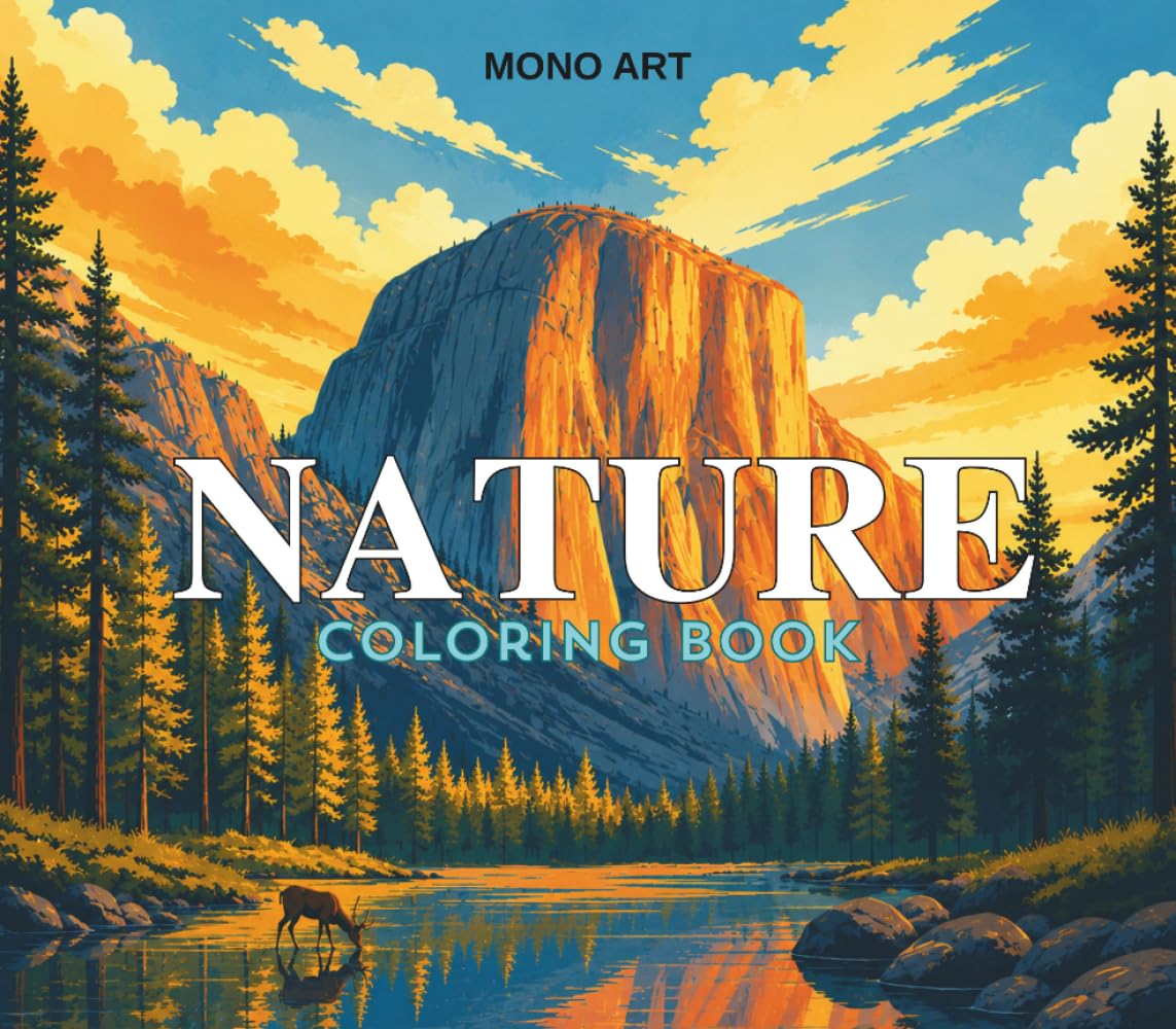 Nature Coloring Book for Adults: Relax and Unwind with Nature-Themed Coloring Pages of Majestic Landscapes from National Parks in the USA and Beyond