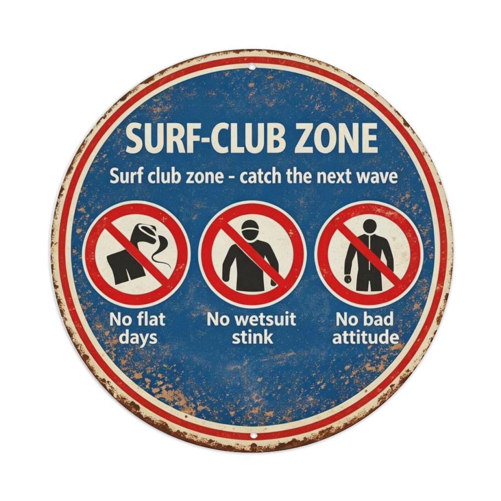 Surf Club Zone Metal Tin Sign Plaque