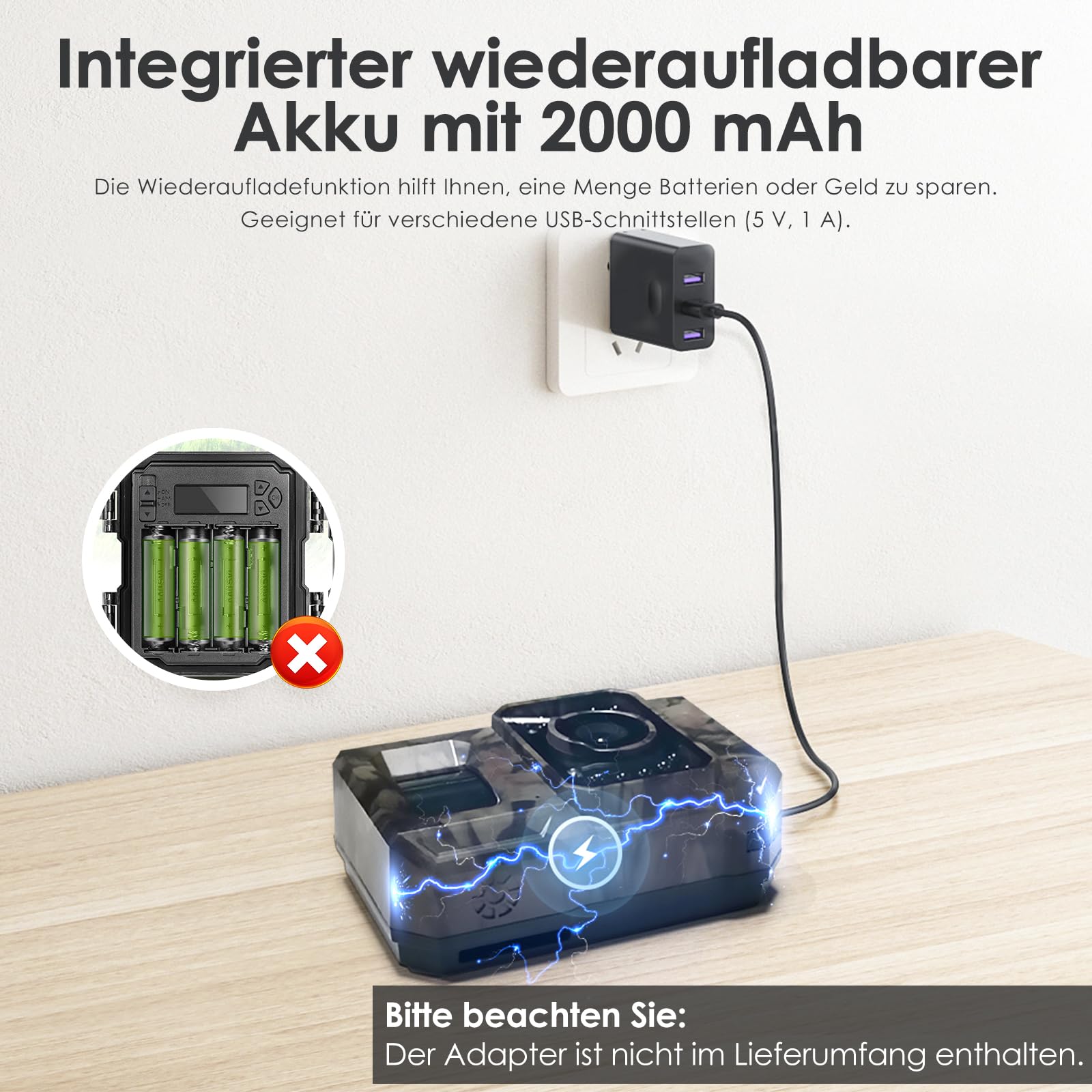 MAXDONE Wildkamera 4K 64MP WLAN Bluetooth Nachtsicht 2000mAh Akku IP66 Wasserdicht