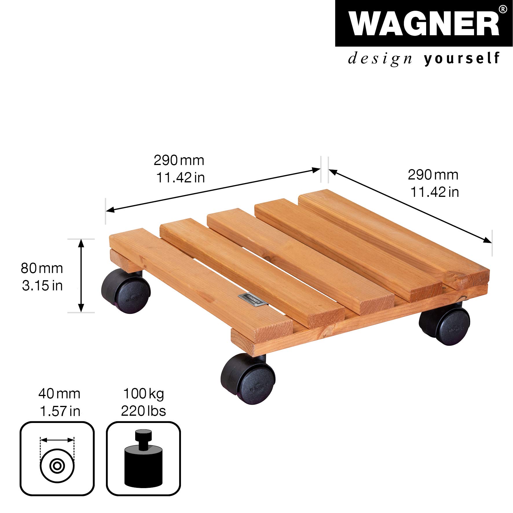 Wagner, Plateau roulant pour plantes en bois composite, charge Wagner, Plateau roulant pour plantes en bois composite, charge