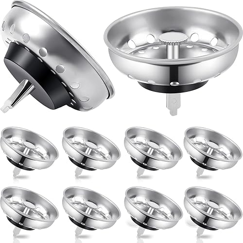Yaomiao Colador de acero inoxidable para fregadero de cocina, 20 unidades, colador combinado de repuesto para desagües de cocina de 3-12 pulgadas