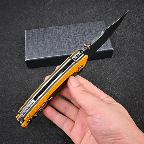 Miniatura 4 de Knives VG10 Cuchillo plegable de acero para hombres con clip G10 mango EDC cuchillo táctico de bolsillo para exteriores, campamento, caza,