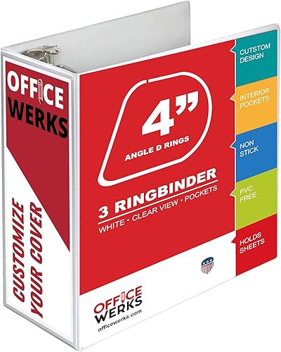 Miniatura 2 de 3 Ring Binder Professional Angle D Ring Binder 4 Inch Fits Standard Pages 85 x 11 with Pockets Crystal Clear View White Binder 2 Pack