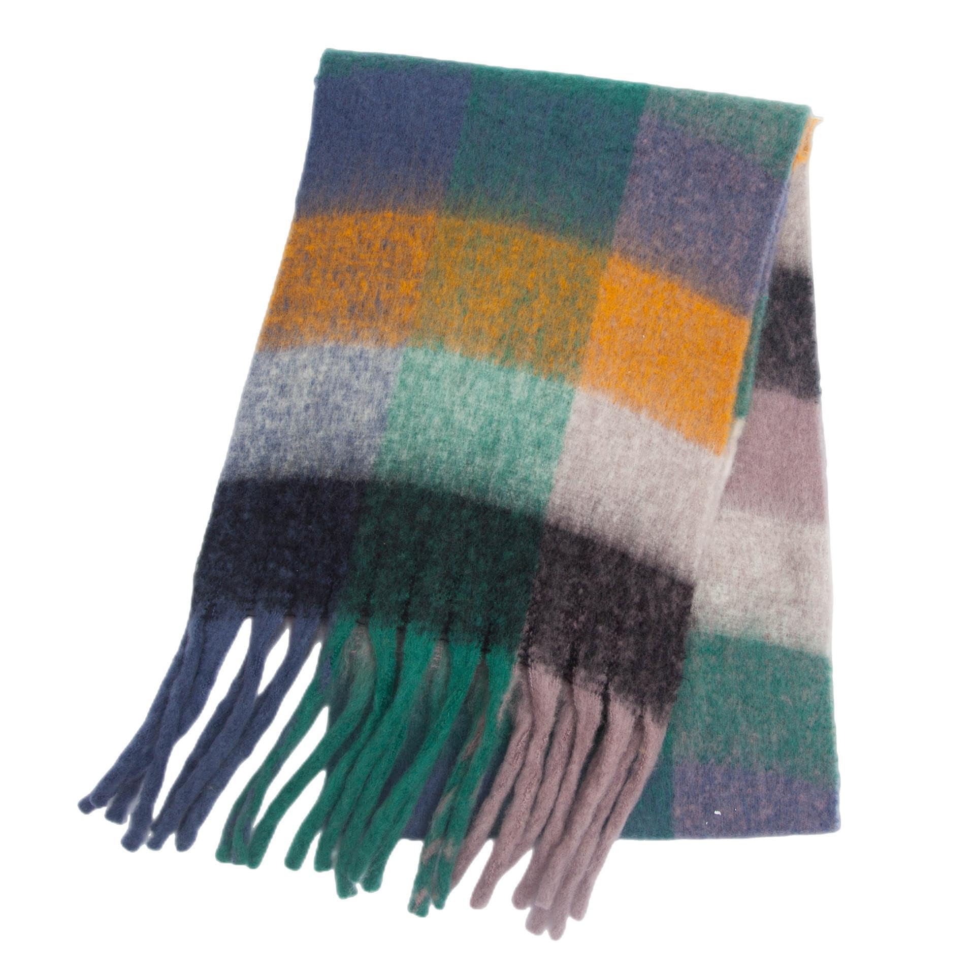 Schal Mütze Damen Halstuch Herren Schals Poncho Schal Damen Herbst Und Winter Bunter Schal Mit Vier Gittern, Verdickter Doppelseitiger Gitterschal, Halstuch, 13