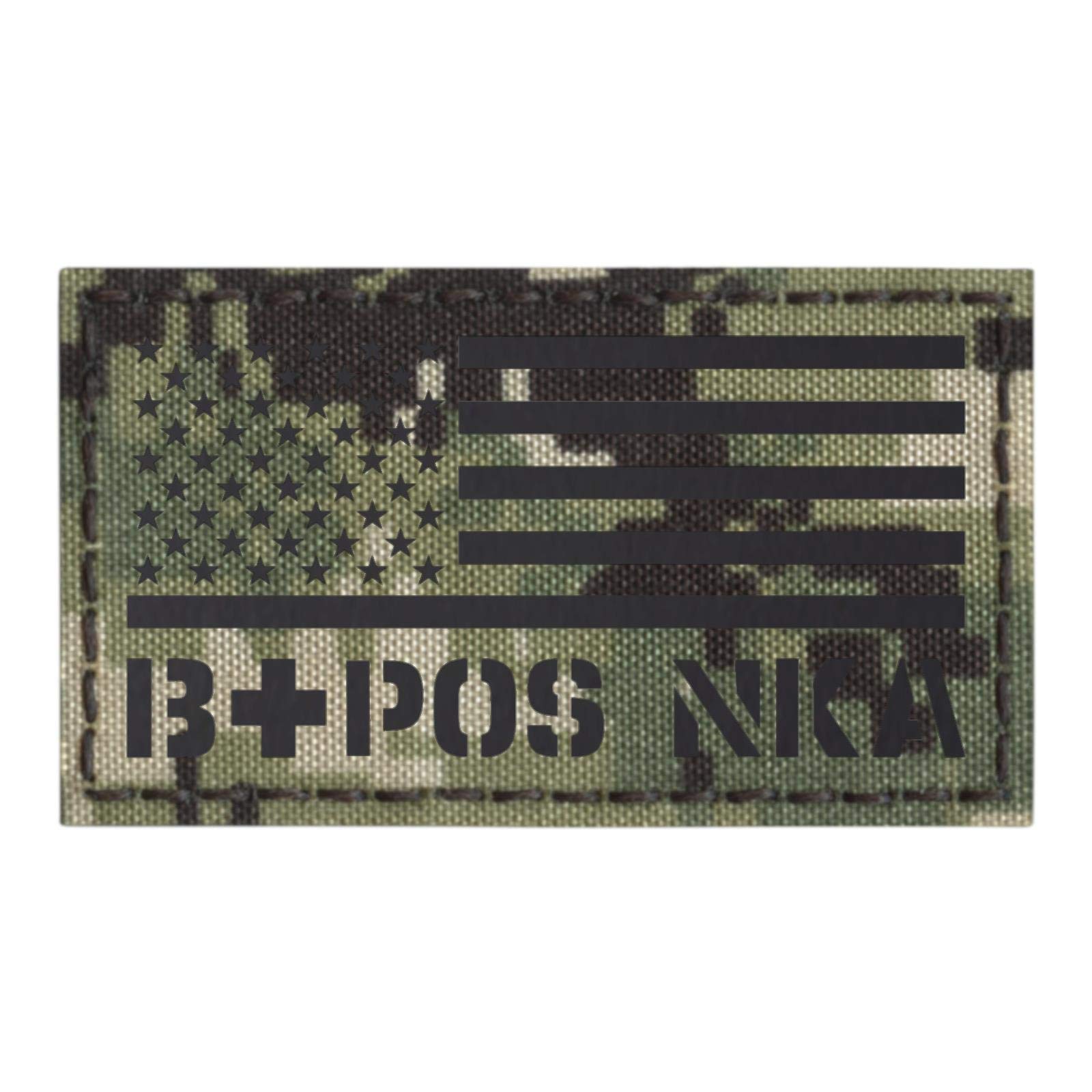 IR NWU Type III USA Flag BPOS B+ AOR2 Blood Type NKA NKDA Infrared Tactical Hook Patch