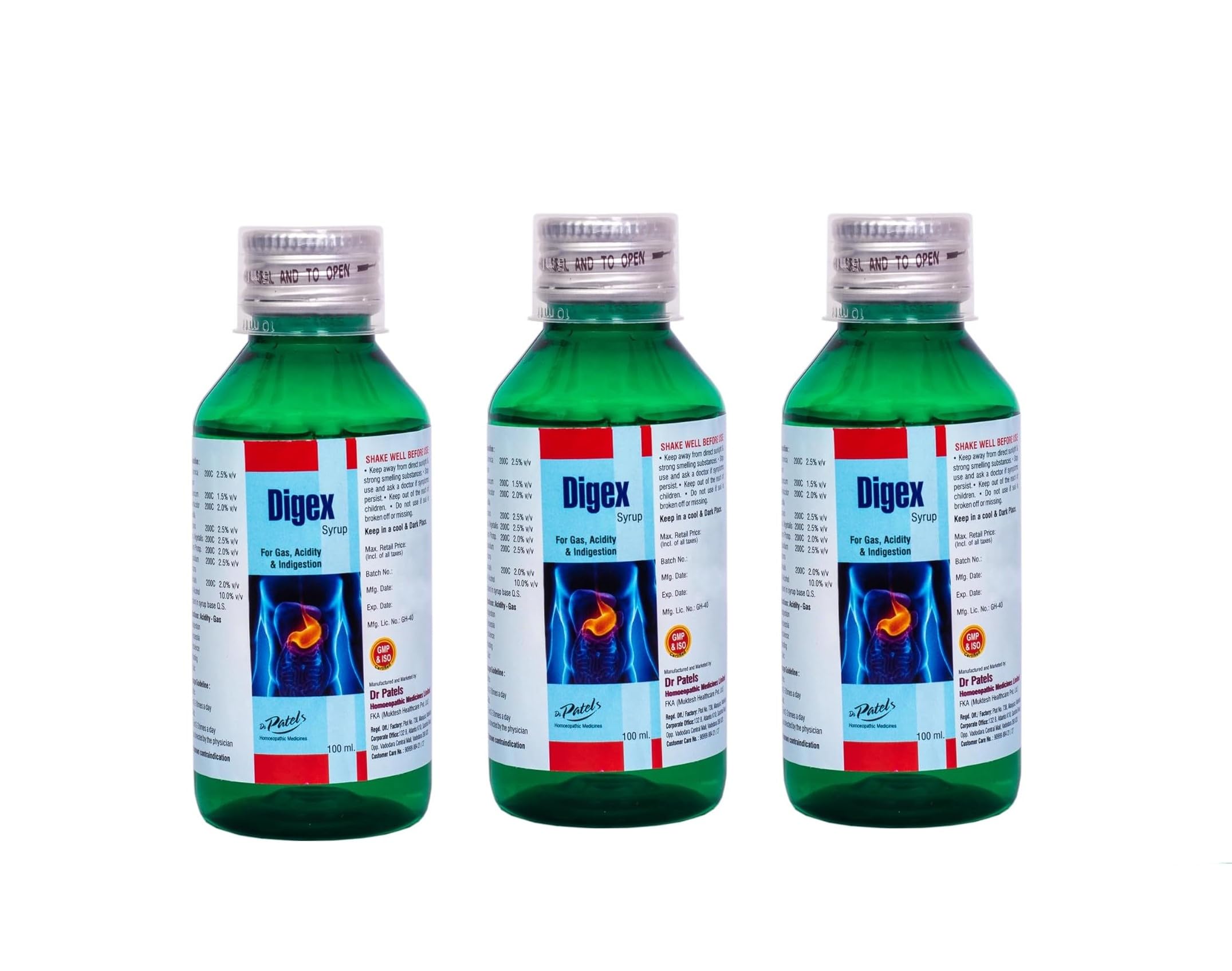Dr Patels Set of 3 Homeopathic Digex Syrup | Digestion Tonic Relief from Acidity, Gas, Indigestion, Dyspepsia, Flatulence, Bloating & Colic- 100ml (B0CF95S4S9) Amazon Price History, Amazon Price Tracker
