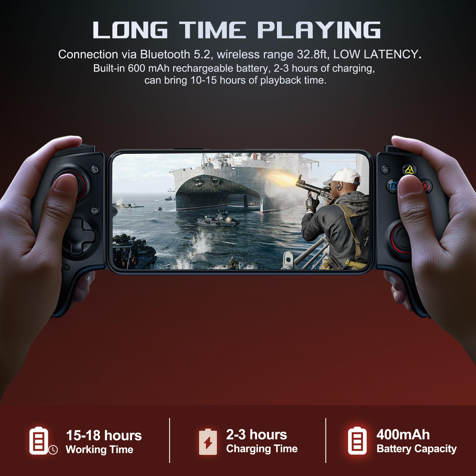 Gamepad wireless per iPhone/Android/PC/Switch, controller di gioco Bluetooth per PS Remote Play, Xbox Cloud, Steam Link, MFi Arcade Games – con joysticks/Hall Trigger/Turbo/Back Key