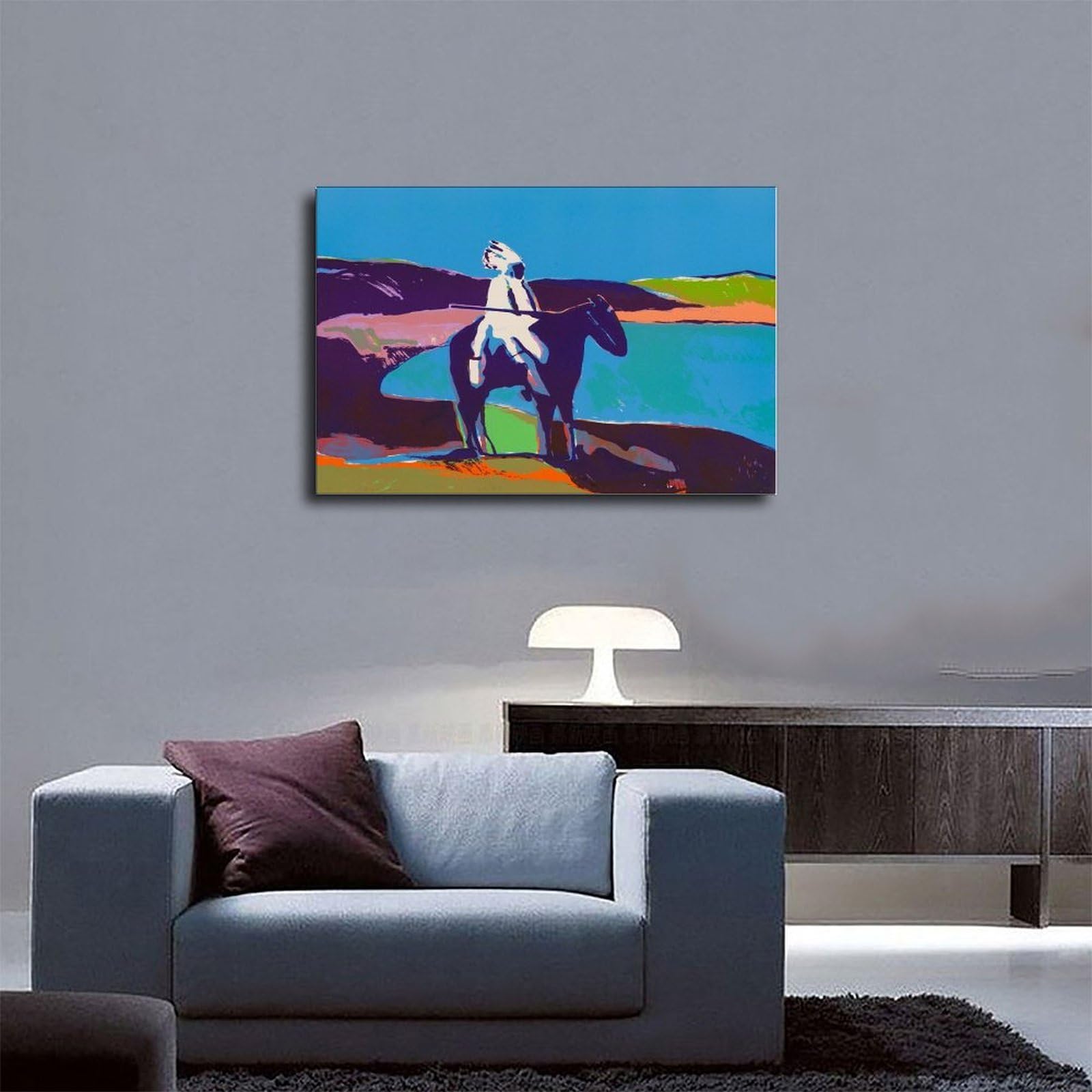 F I N U C B Indian at The Lake (stan II) – Fritz Scholder Native Pop – Współczesna ekspresja rdzennych mieszkańców, plakaty, wydruki, obrazy na płótnie, sztuka ścienna, ramka 30 cm