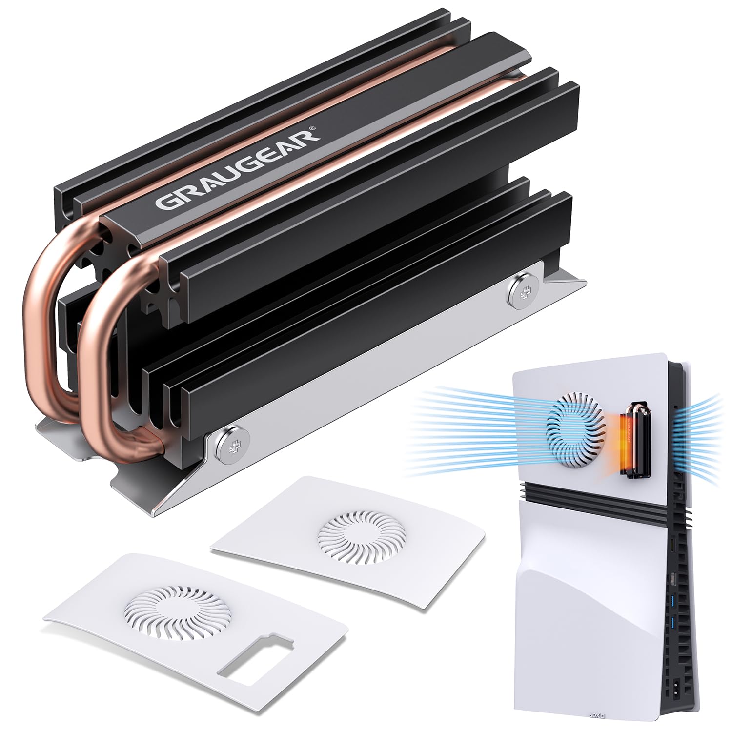 Pack refroidissement PS5 Pro M.2 SSD GRAUGEAR avec dissipateur thermique en cuivre - 8