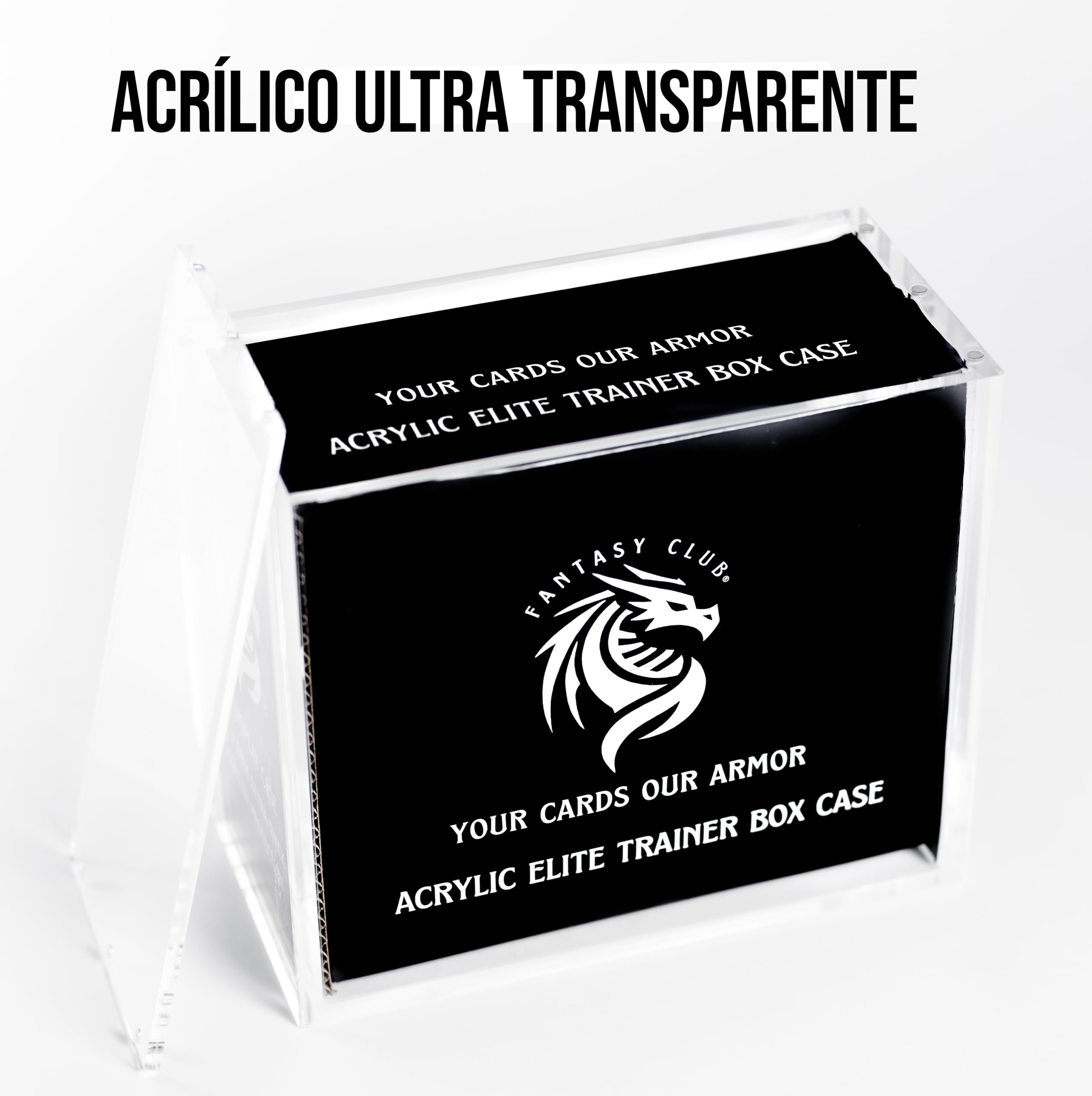 FANTASY CLUB | Caja Acrílica para Elite Trainer Box – Acrílico ultra grueso de 8 mm + 5 mm con imanes fuertes y protección UV del 99+ % | Eleva tu colección sellada y conserva tus ETB impecables
