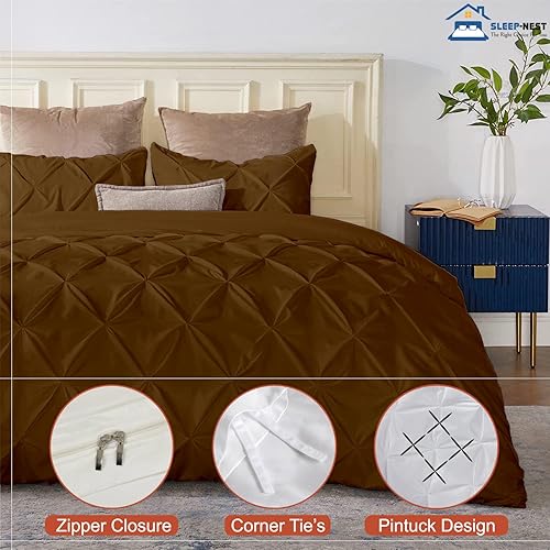 Miniatura 2 de SLEEP-NEST Luxuries - Funda de edredón plisada decorativa, tamaño King y California King, 94 x 104 pulgadas, 3 piezas, con cierre de cremallera y