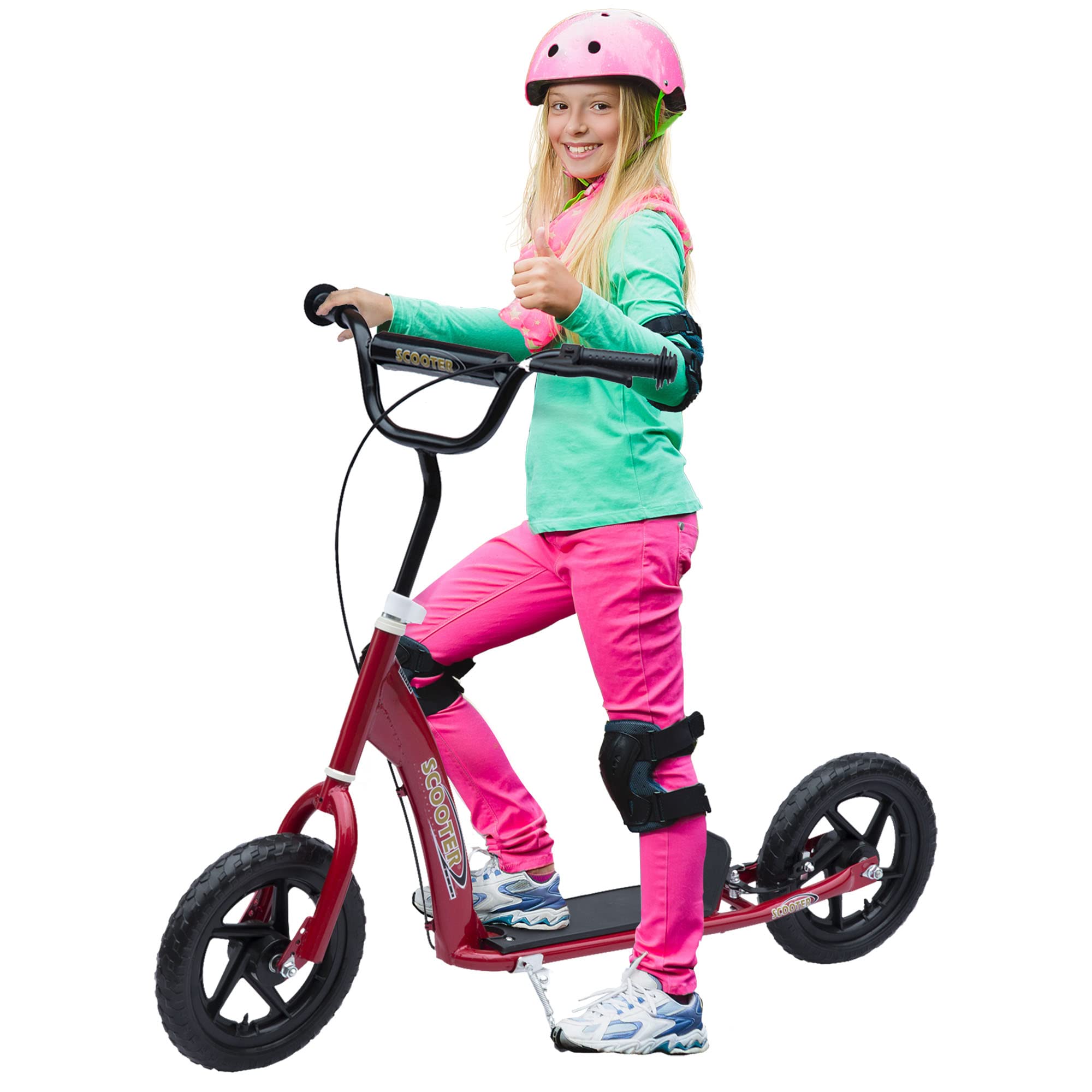 HOMCOM Kids Scooter, Toddler Kick Scooter with Adjustable Handlebar, 12" EVA Tyres, Rear Brake, for Age 5-12 Years