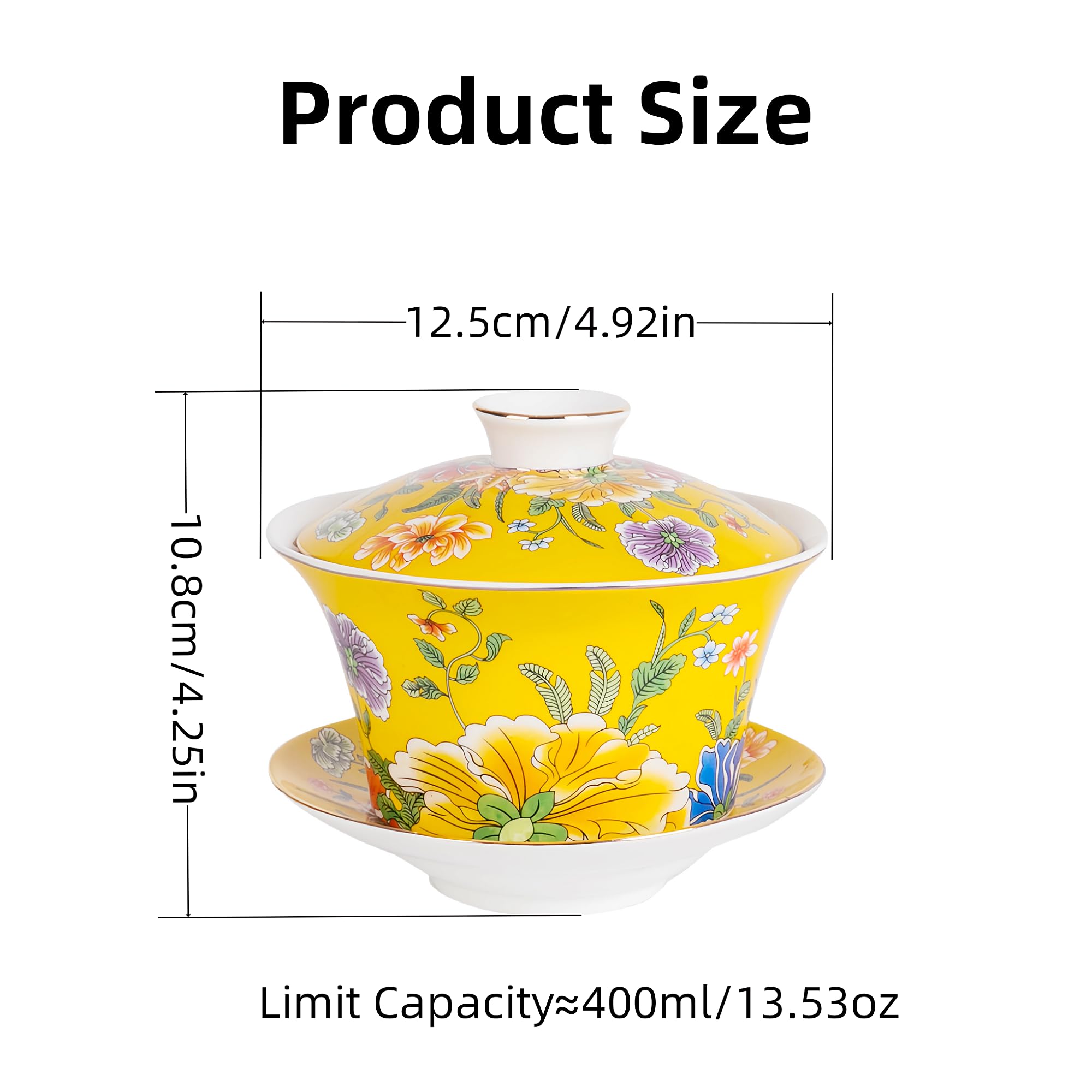 Goße Chinesische Porzellan Gaiwan Teetasse 400ML, Gelbe
