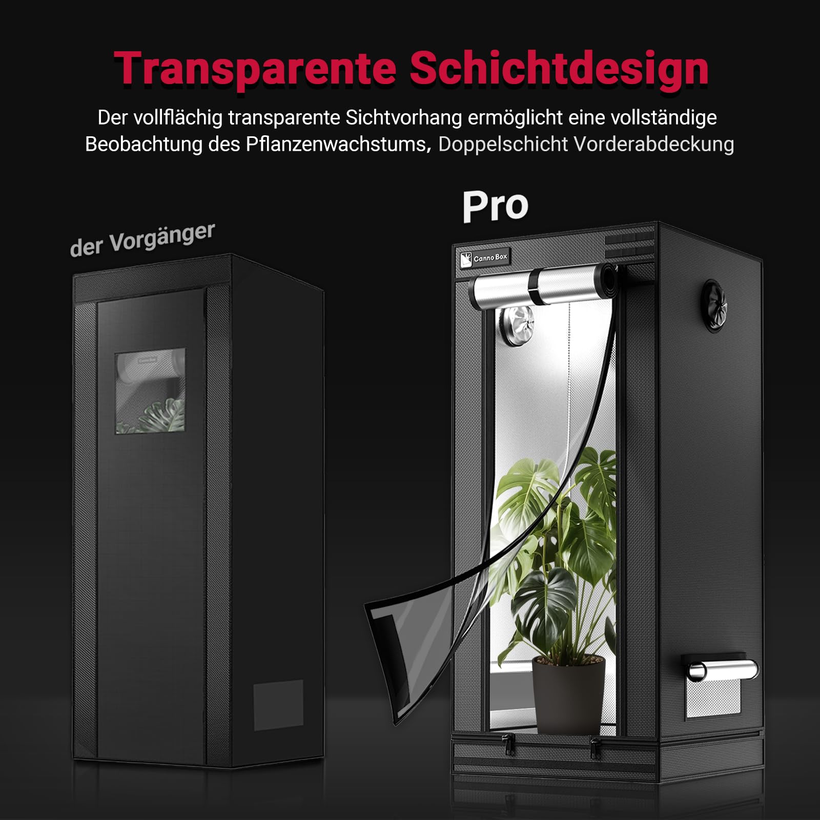 Tienda de campaña para cultivo profesional, 80 x 80 x 180 cm, capa transparente para cultivo en interiores con tejido reflectante Mylar 1680D Oxford, para cultivo hidropónico, para cultivo de
