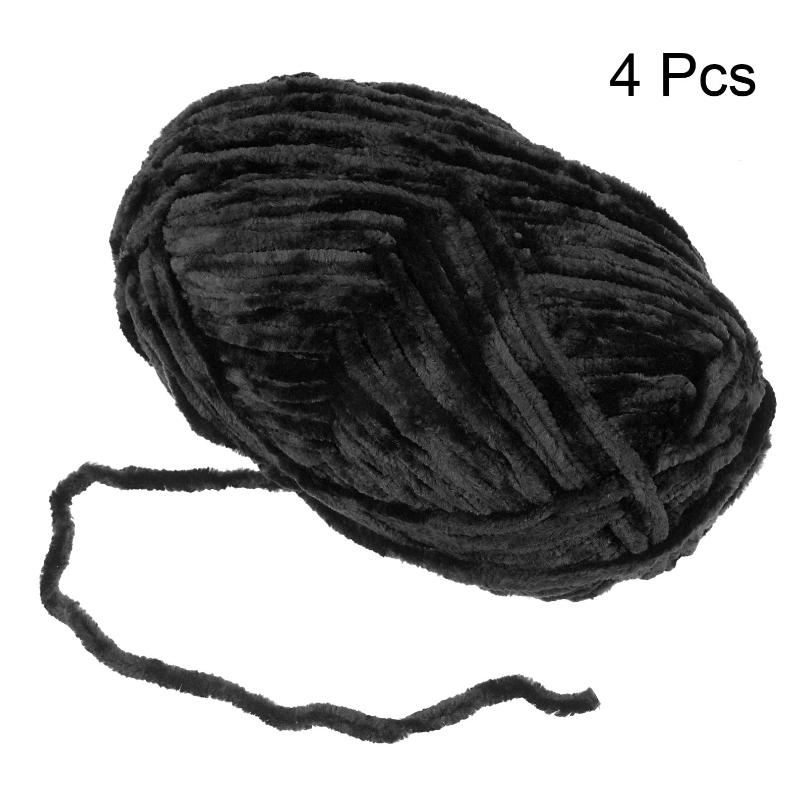 QUARKZMAN 4pz Filato di Velluto Morbido 4x100g/14.1oz 347iarde Filato Nero