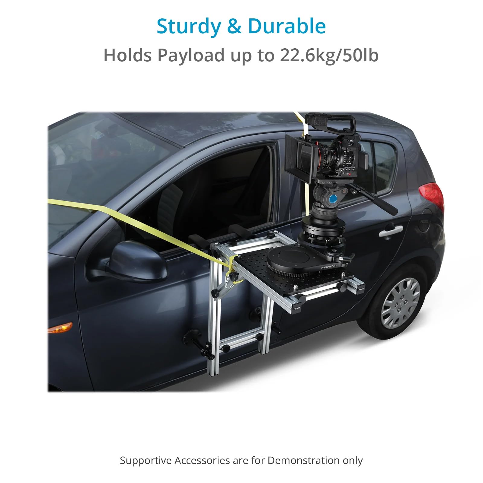 Proaim Smart Side Camera Car Mount Hostess Tray Kit. Piastra di formaggio con supporto Mitchell. Carico utile fino a 22.6kg/50lb. (CM-SSHT-01)