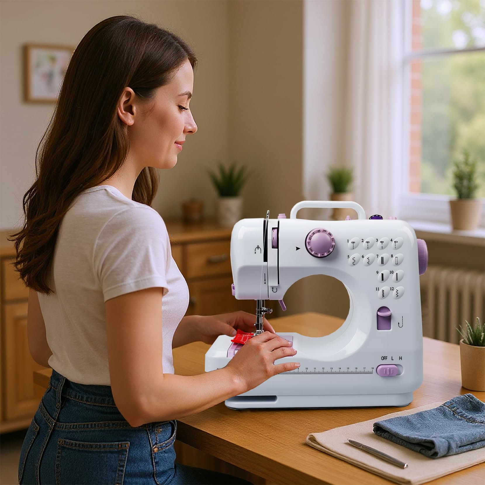 BRICH Mini Nähmaschine – Leichte Nähmaschinen für Kinder mit 12 Stichen, Energiesparmodus und Tragegriff | Perfekt für Reisen, Kissenbezüge & Geschenke für Haushaltsgebrauch