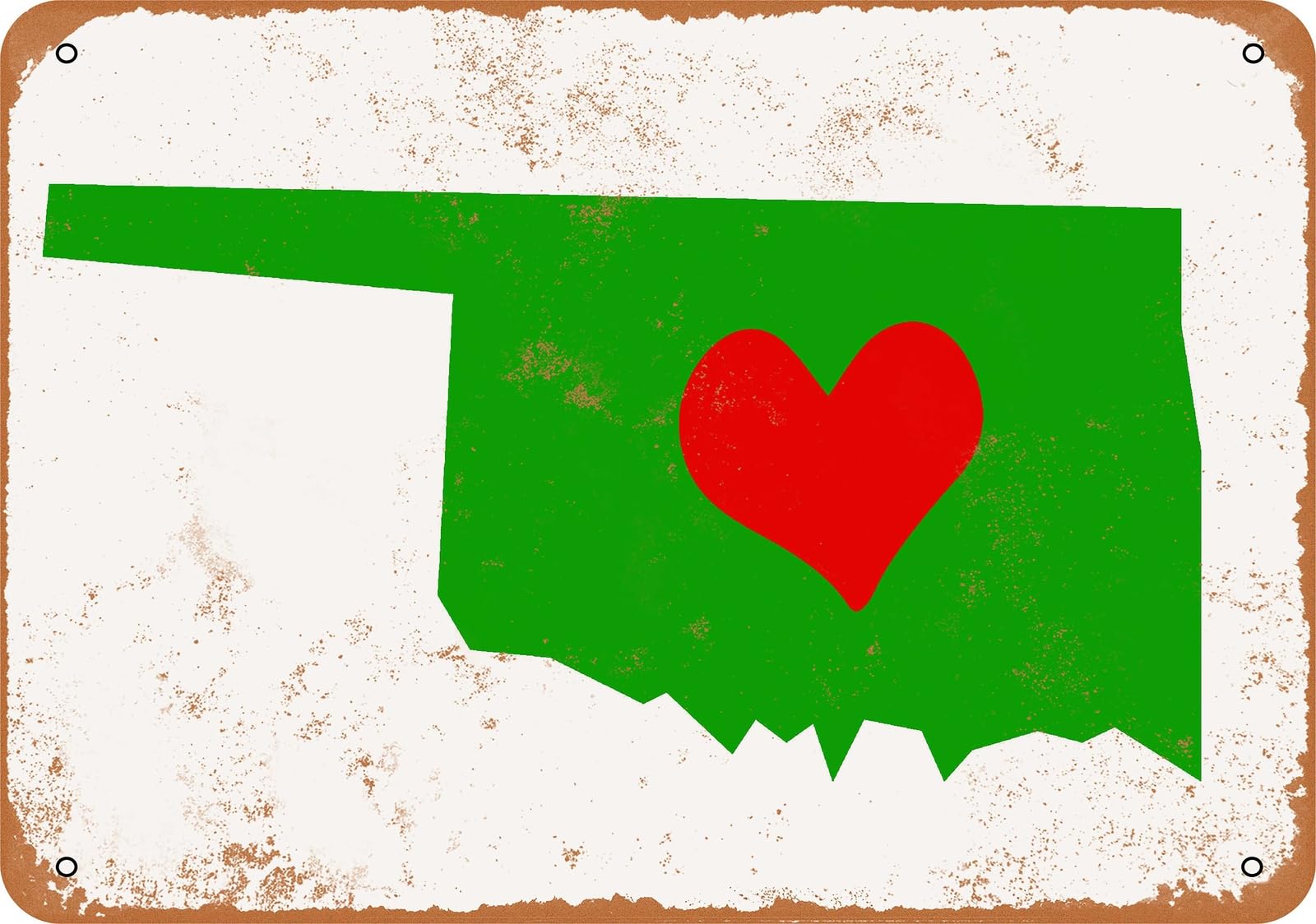 Miaomansenstore Metal Sign - Love Heart Oklahoma - Vintage Look Home Decor